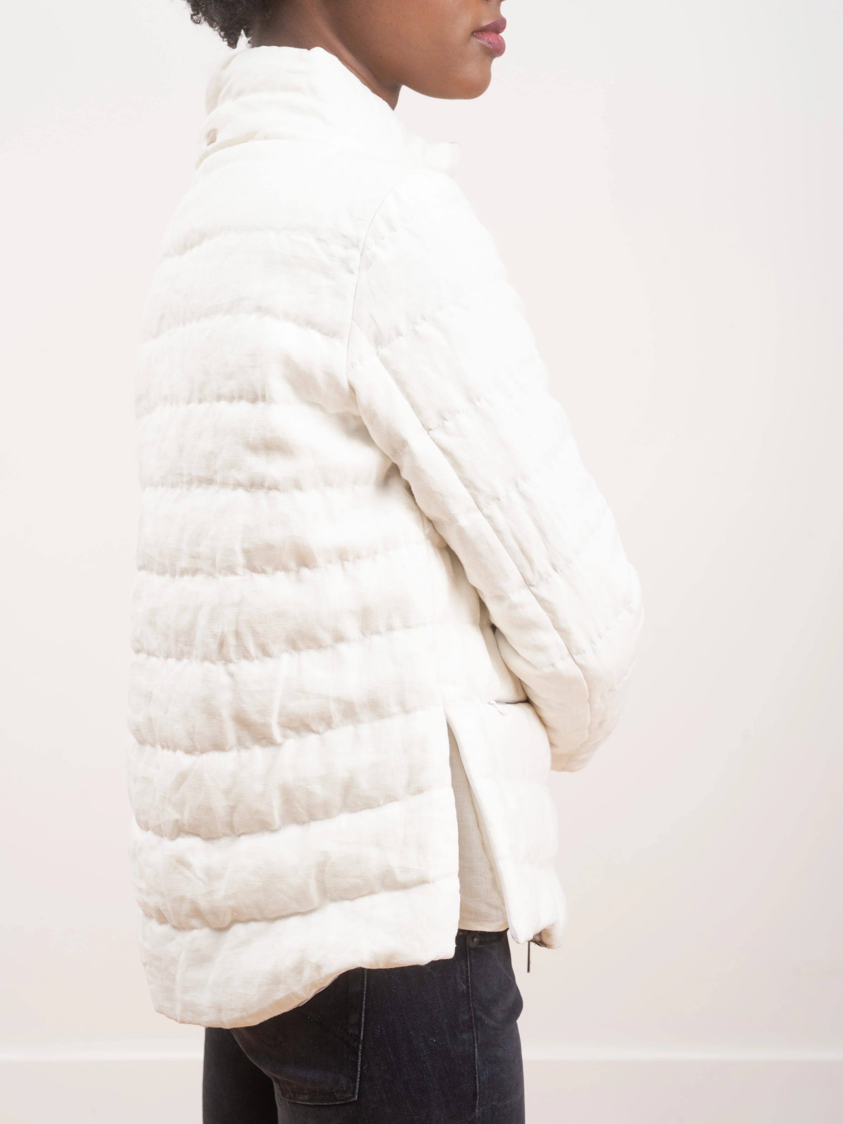 down linen jacket - white - Image 4