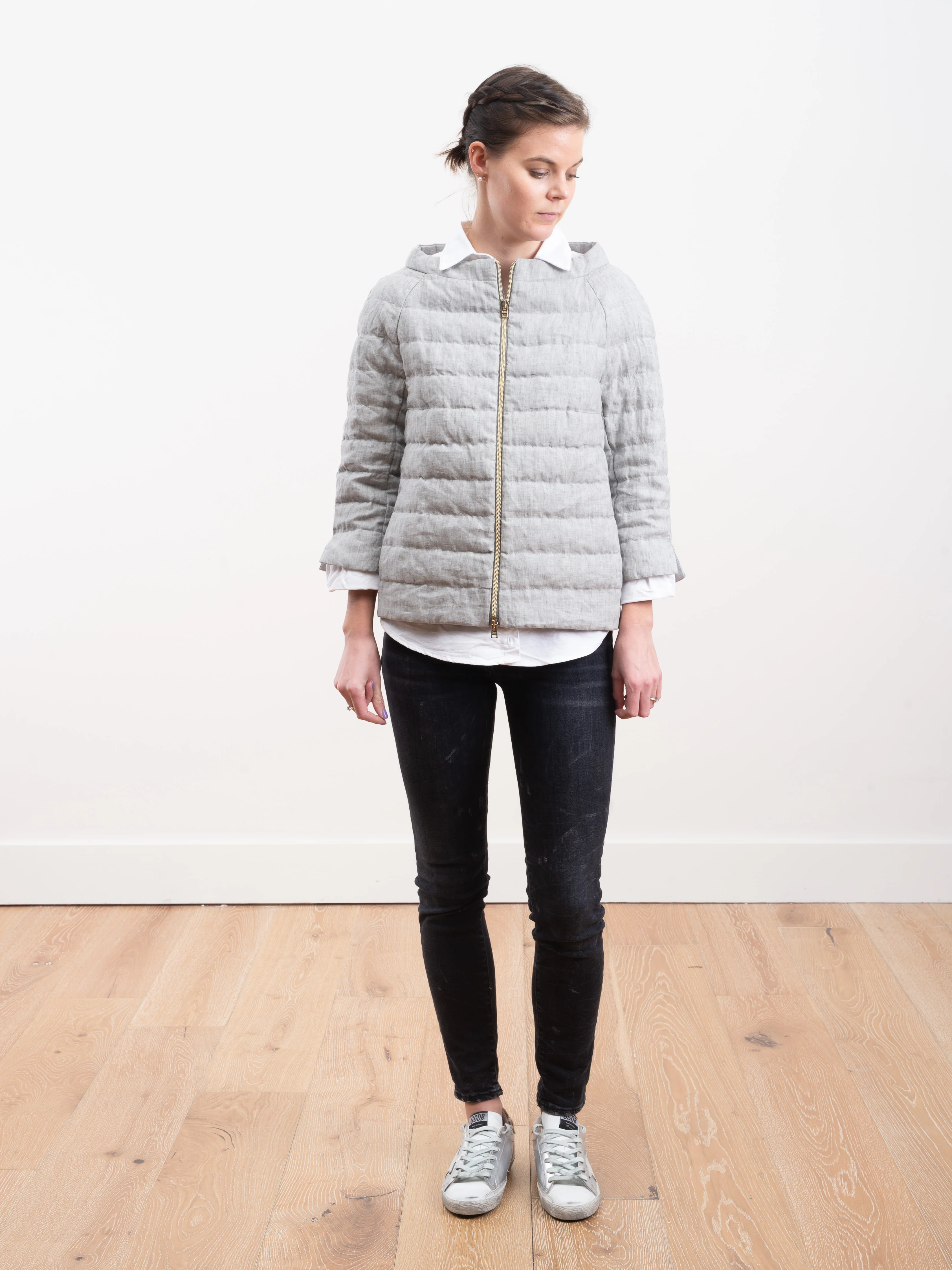 down linen jacket - light grey