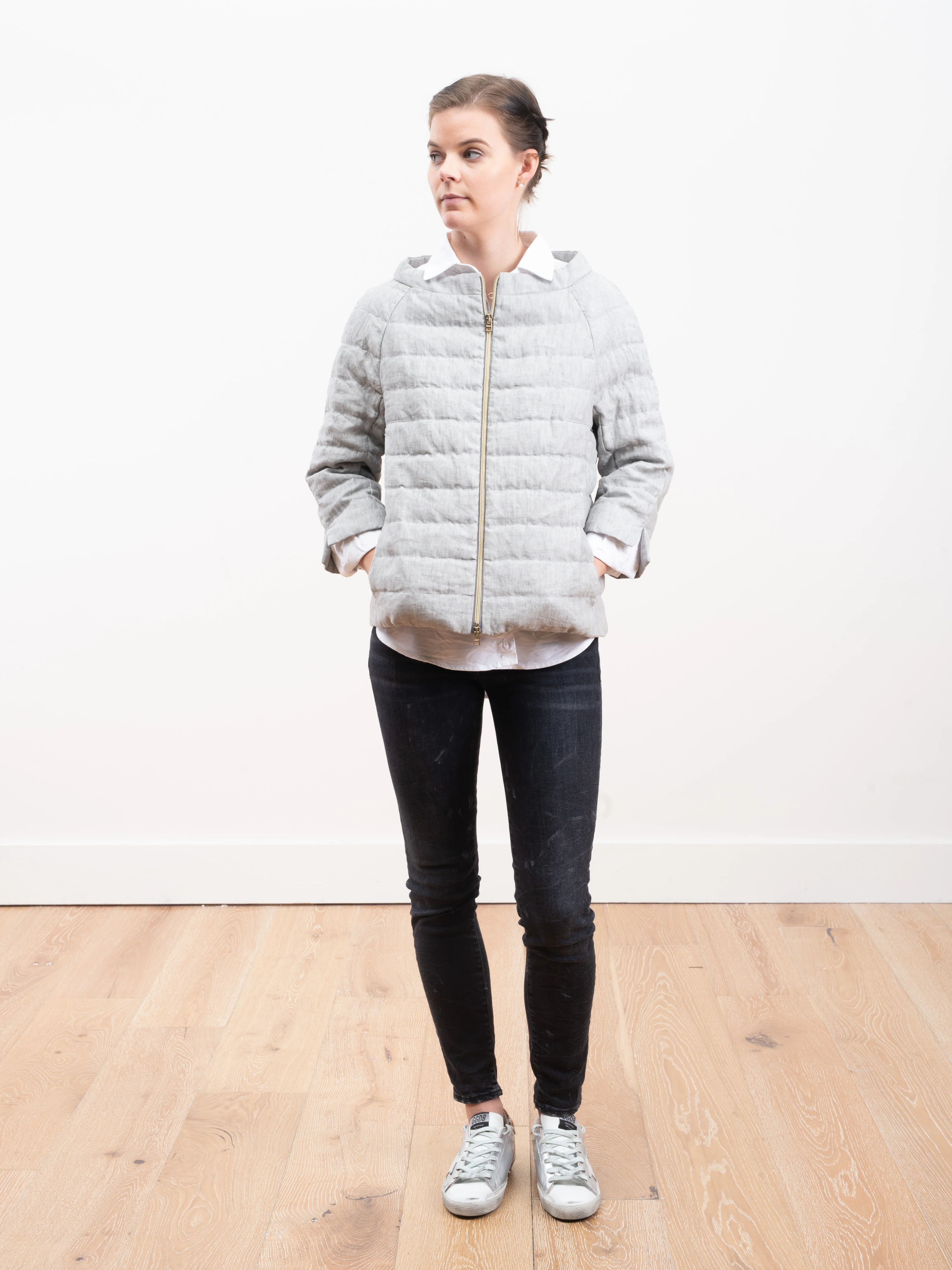 down linen jacket - light grey - Image 2