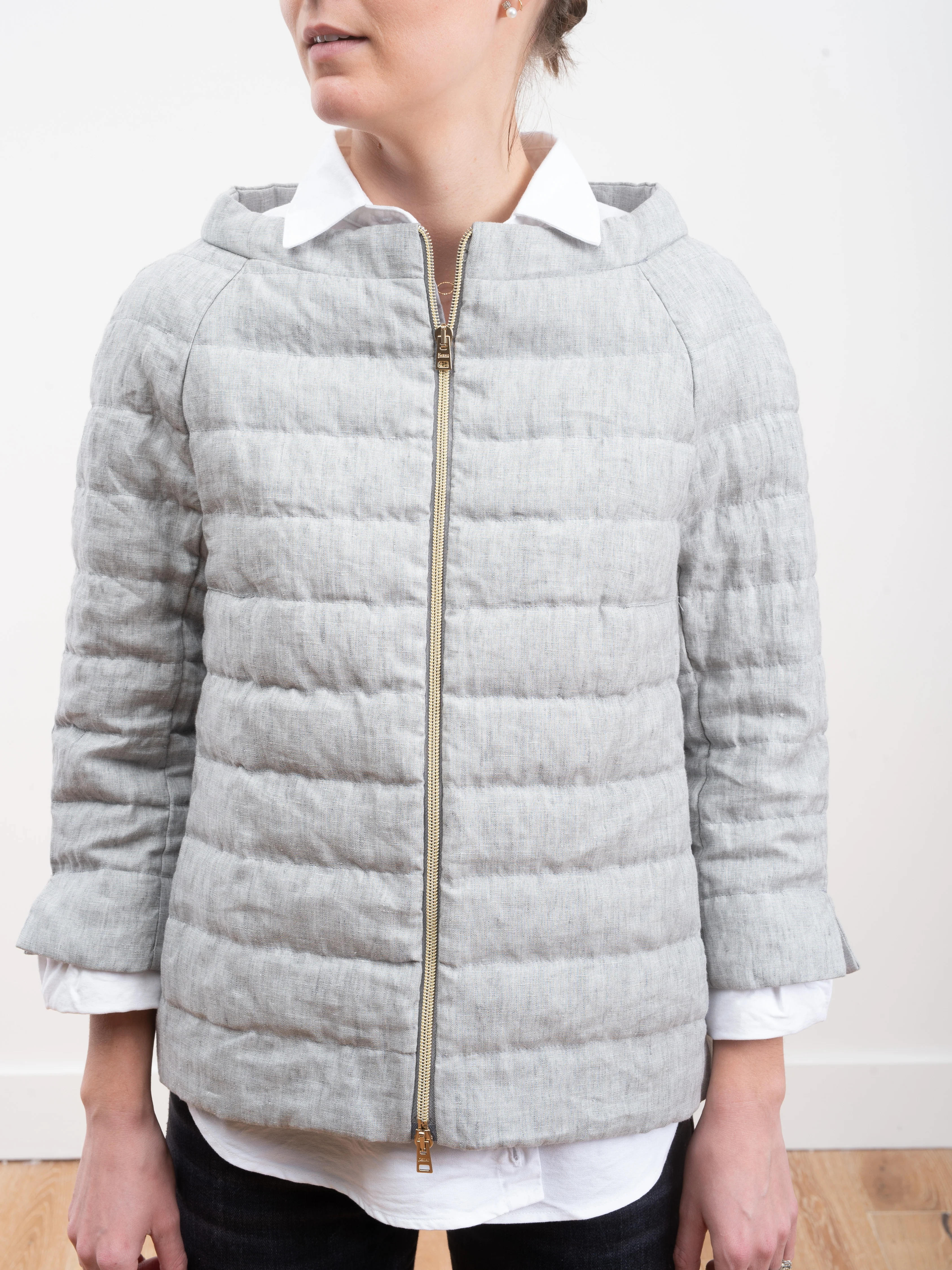 down linen jacket - light grey - Image 3