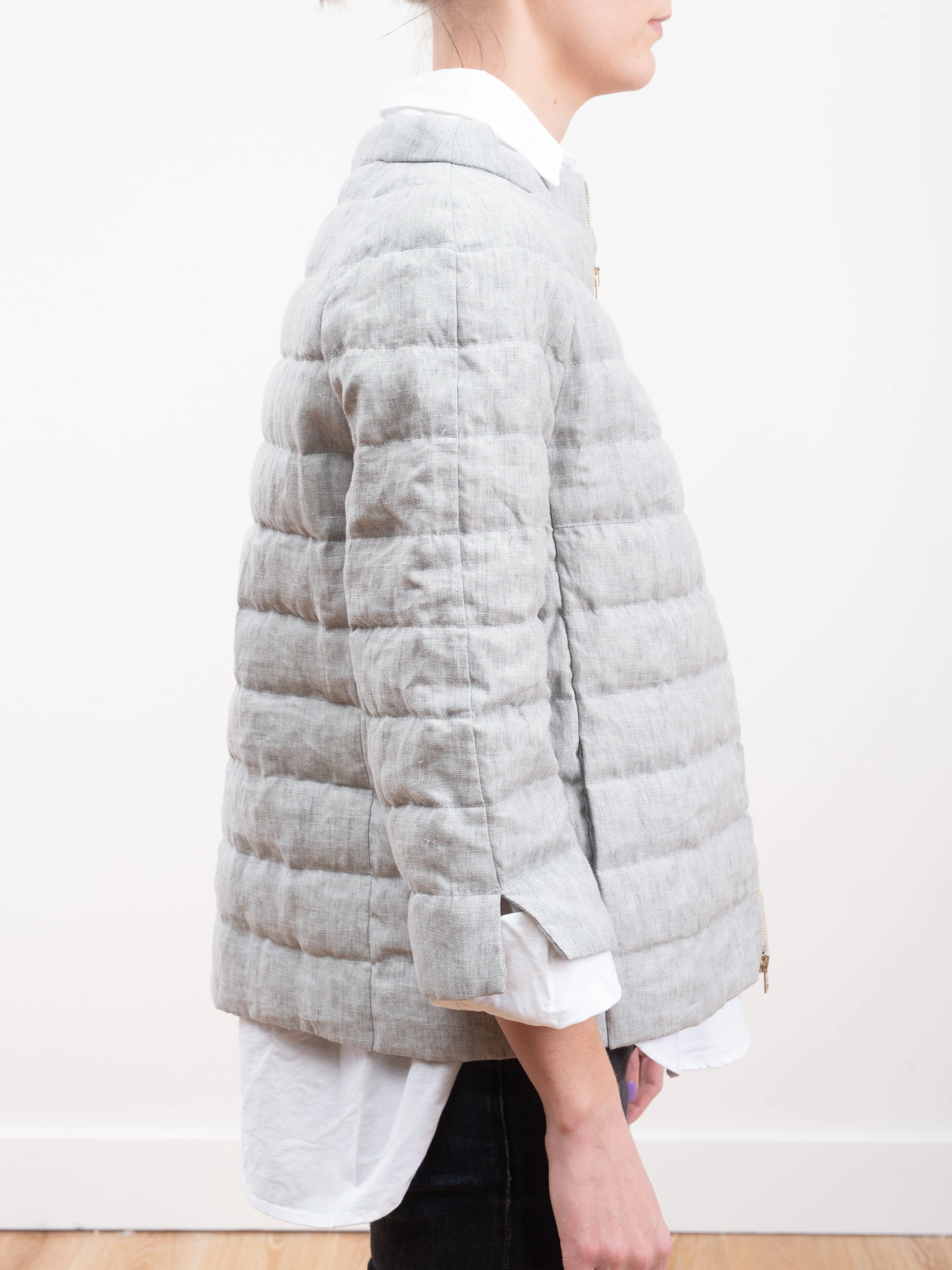 down linen jacket - light grey - Image 4