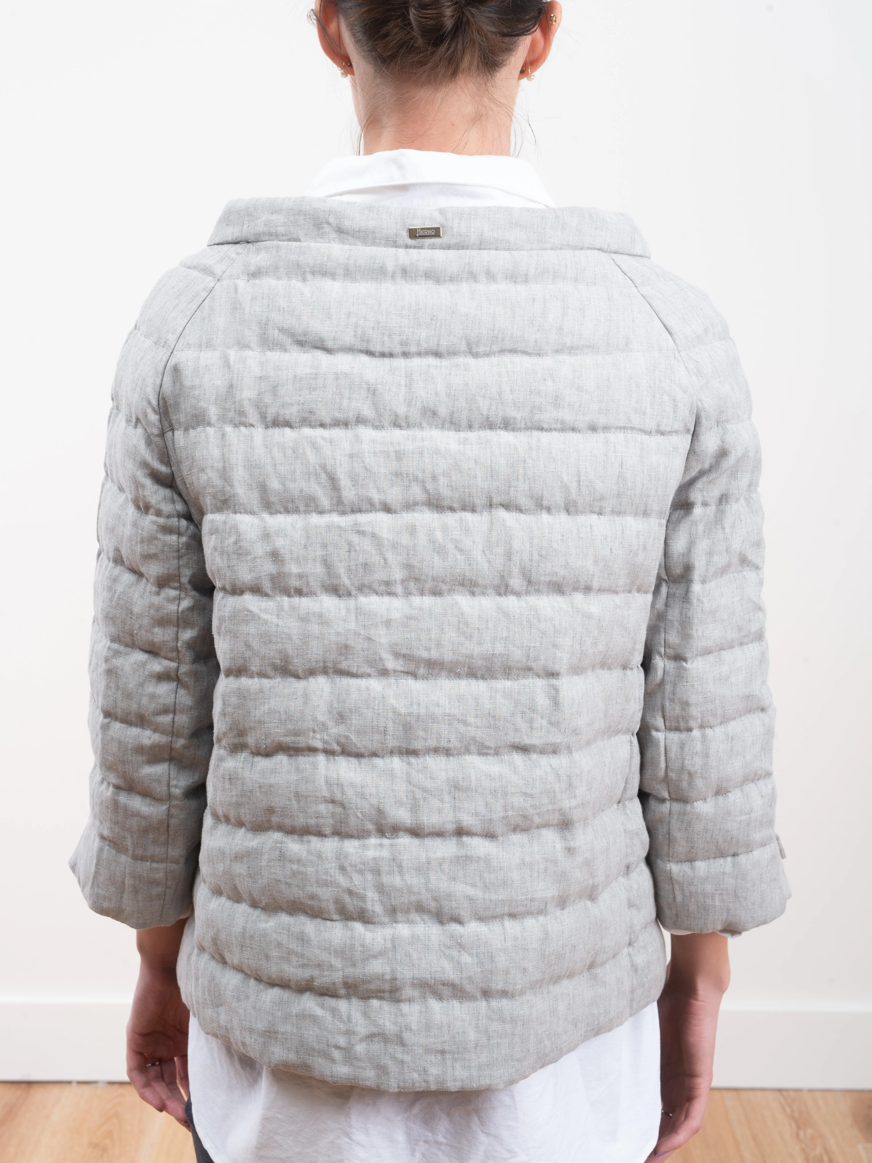 down linen jacket - light grey - Image 5