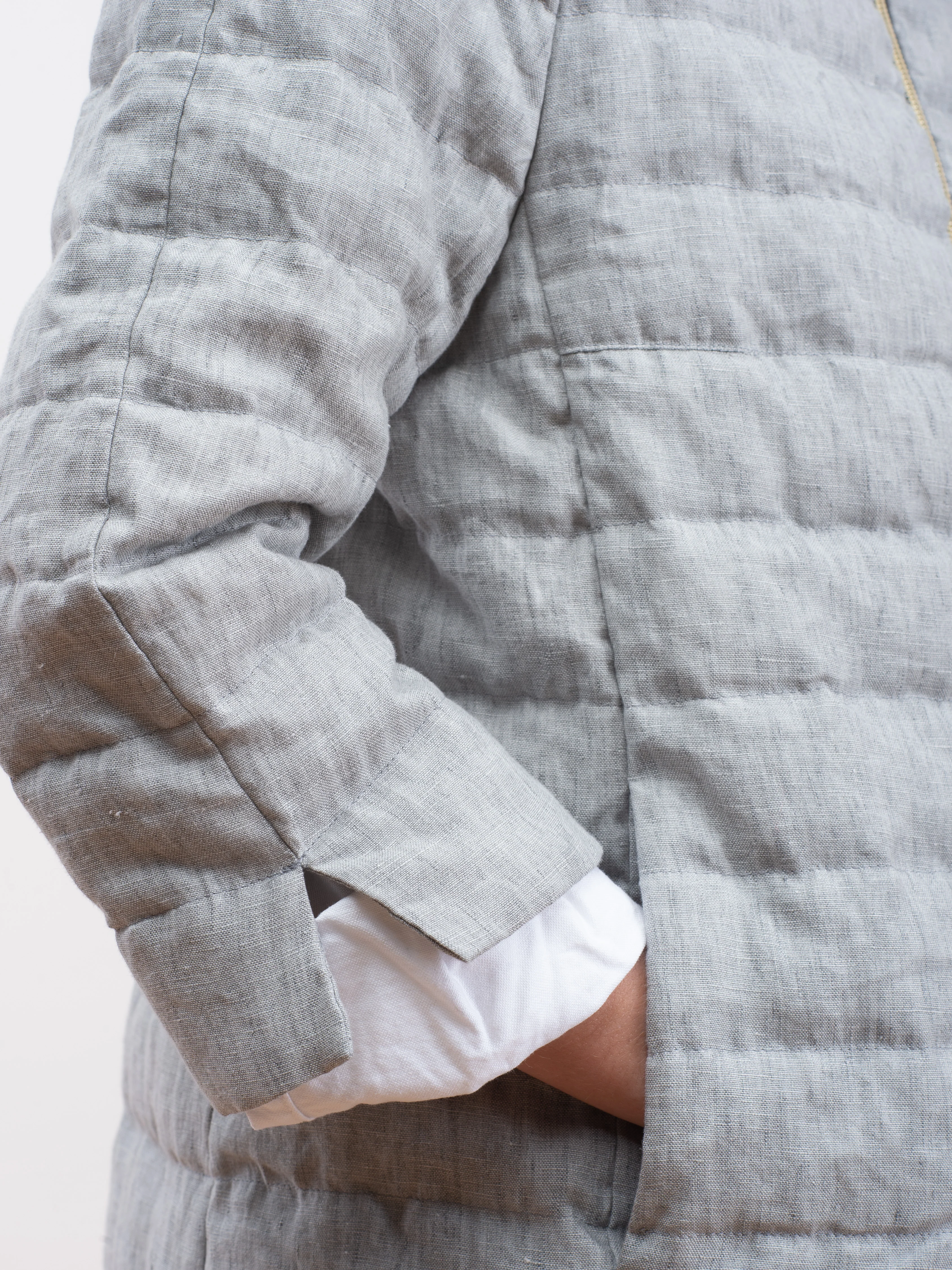 down linen jacket - light grey - Image 6