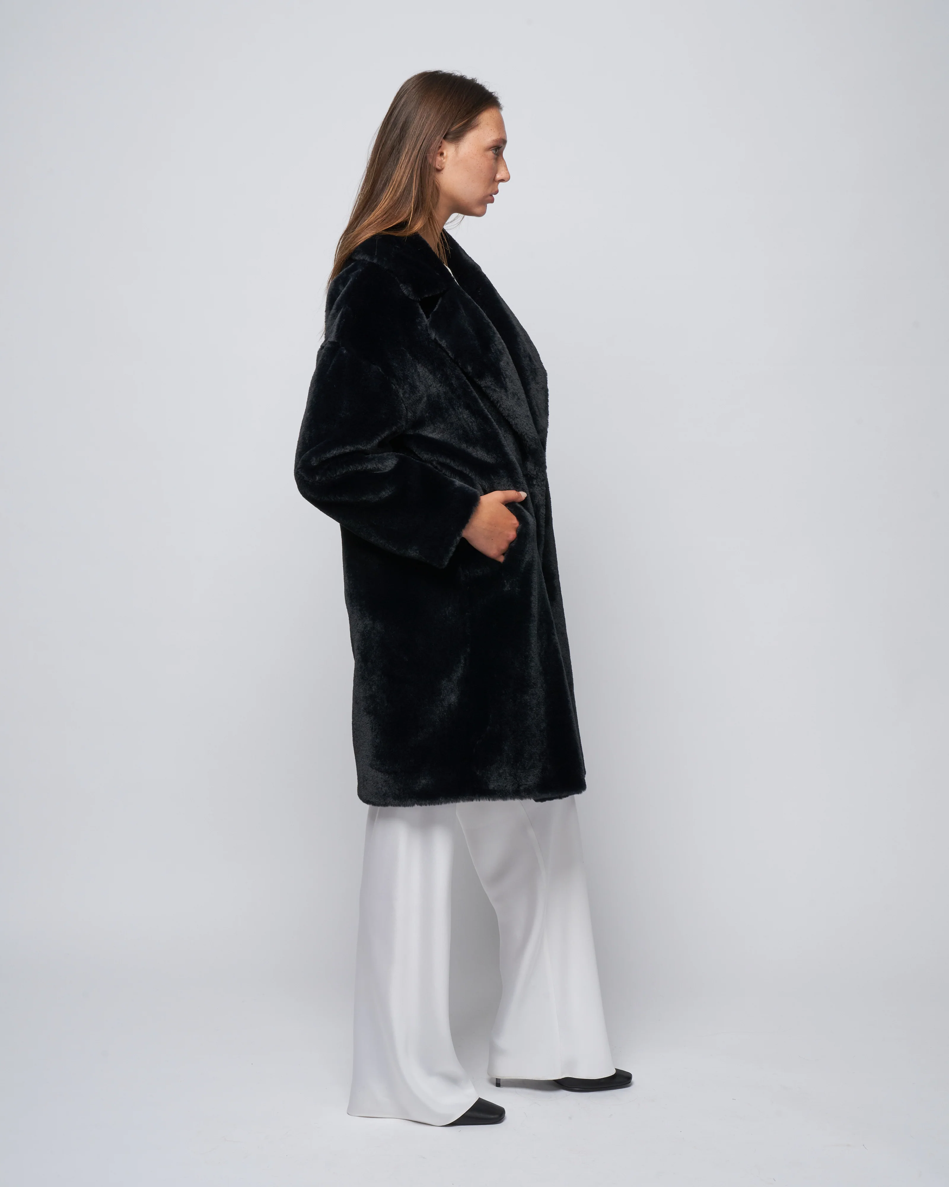 faux fur db coat - nero - Image 3