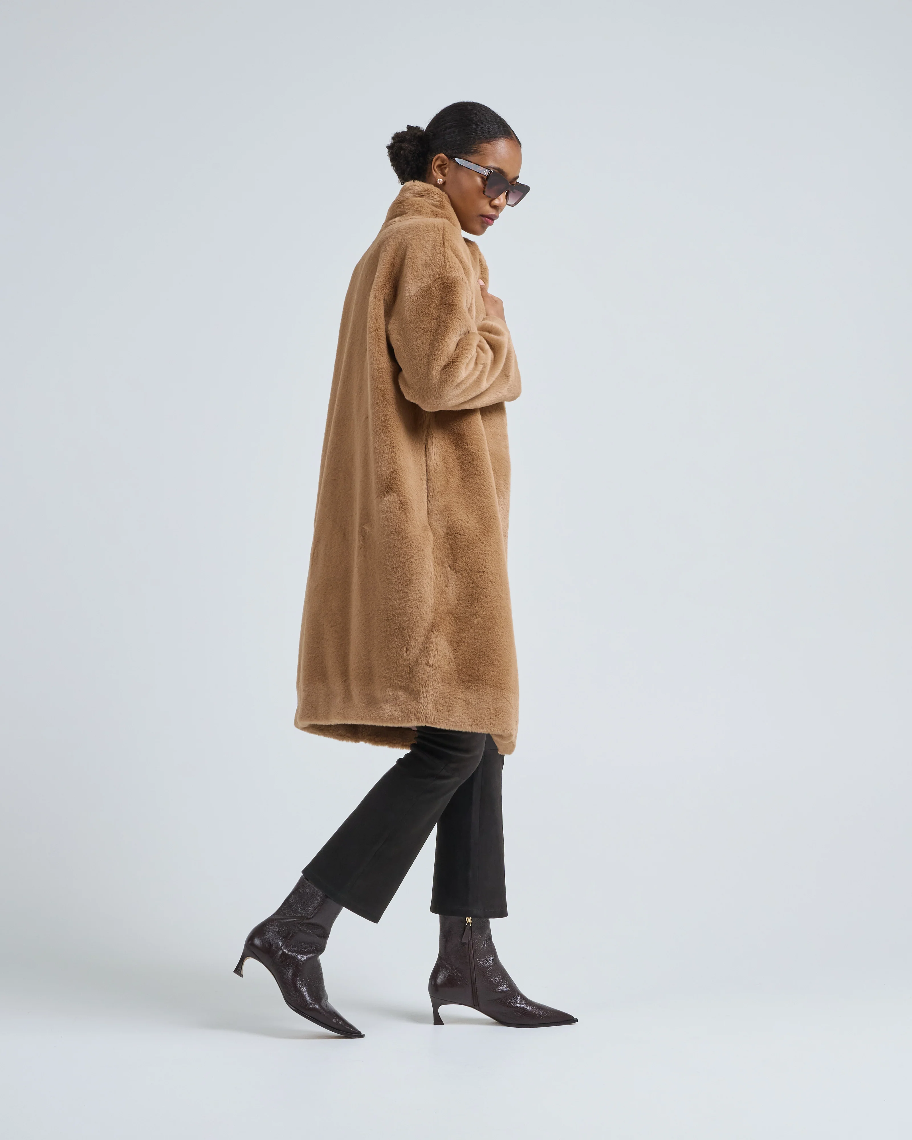 faux fur knee length coat - Image 3