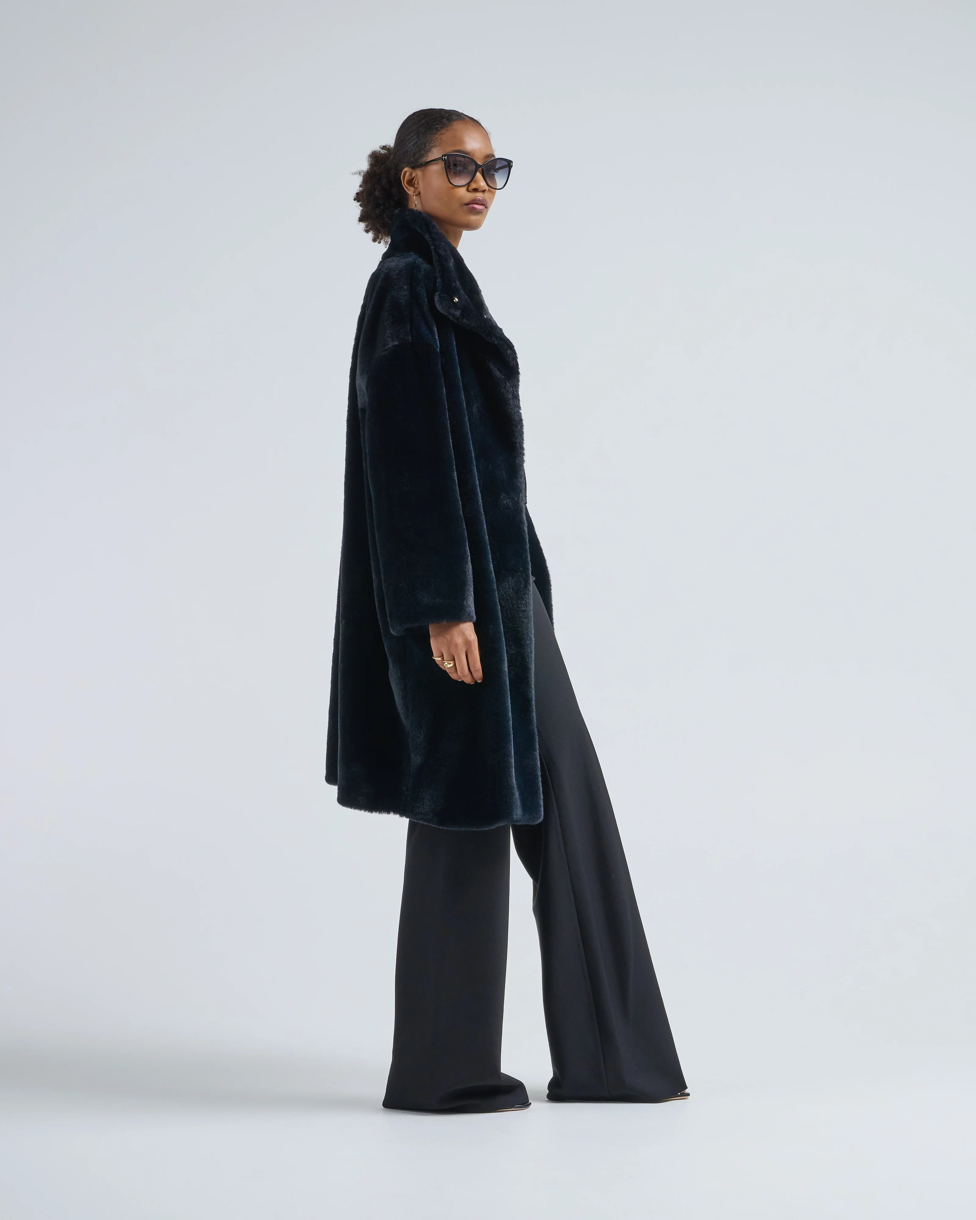 faux fur knee length coat - Image 3