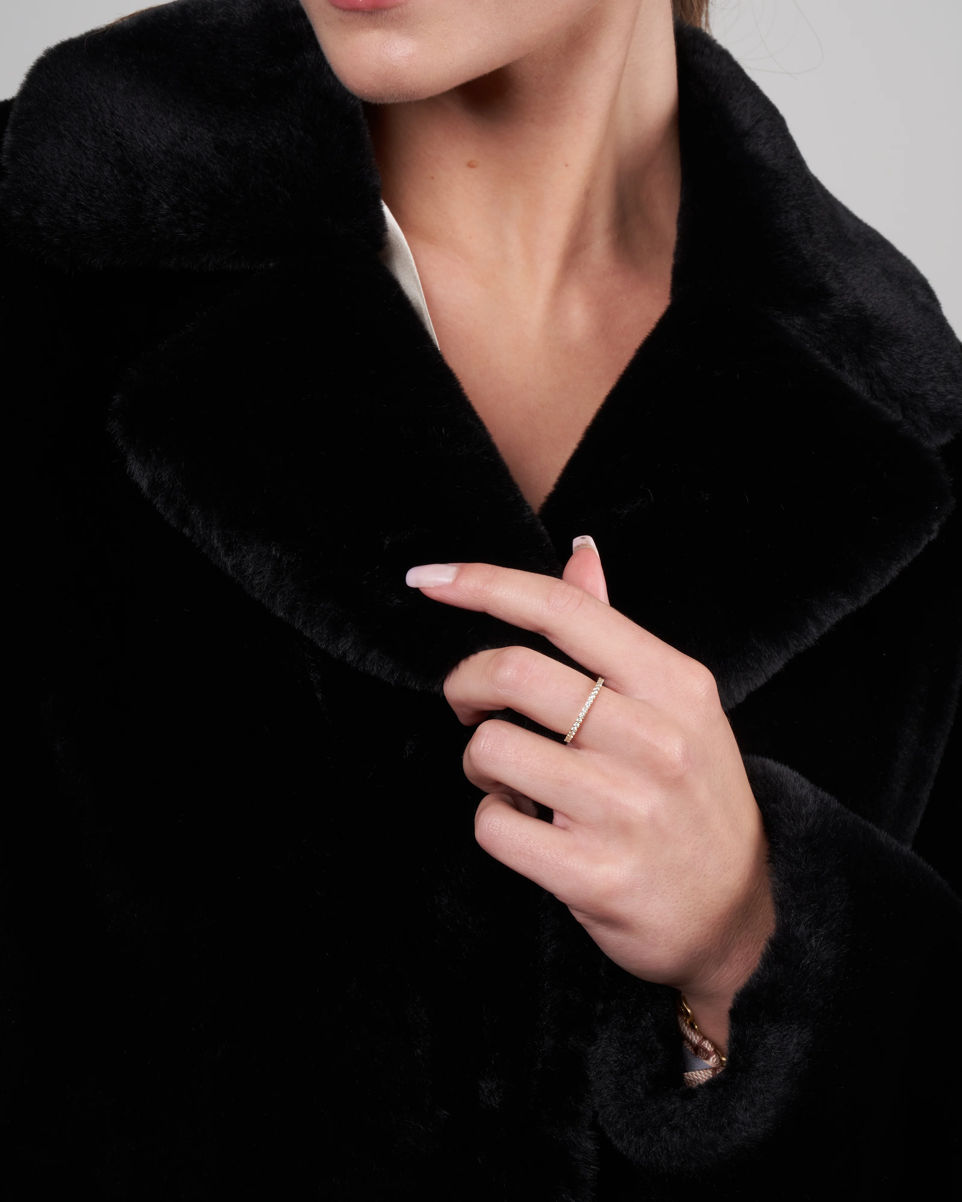 faux fur oversized topper w/ foulard lining - nero 9300 - Image 6
