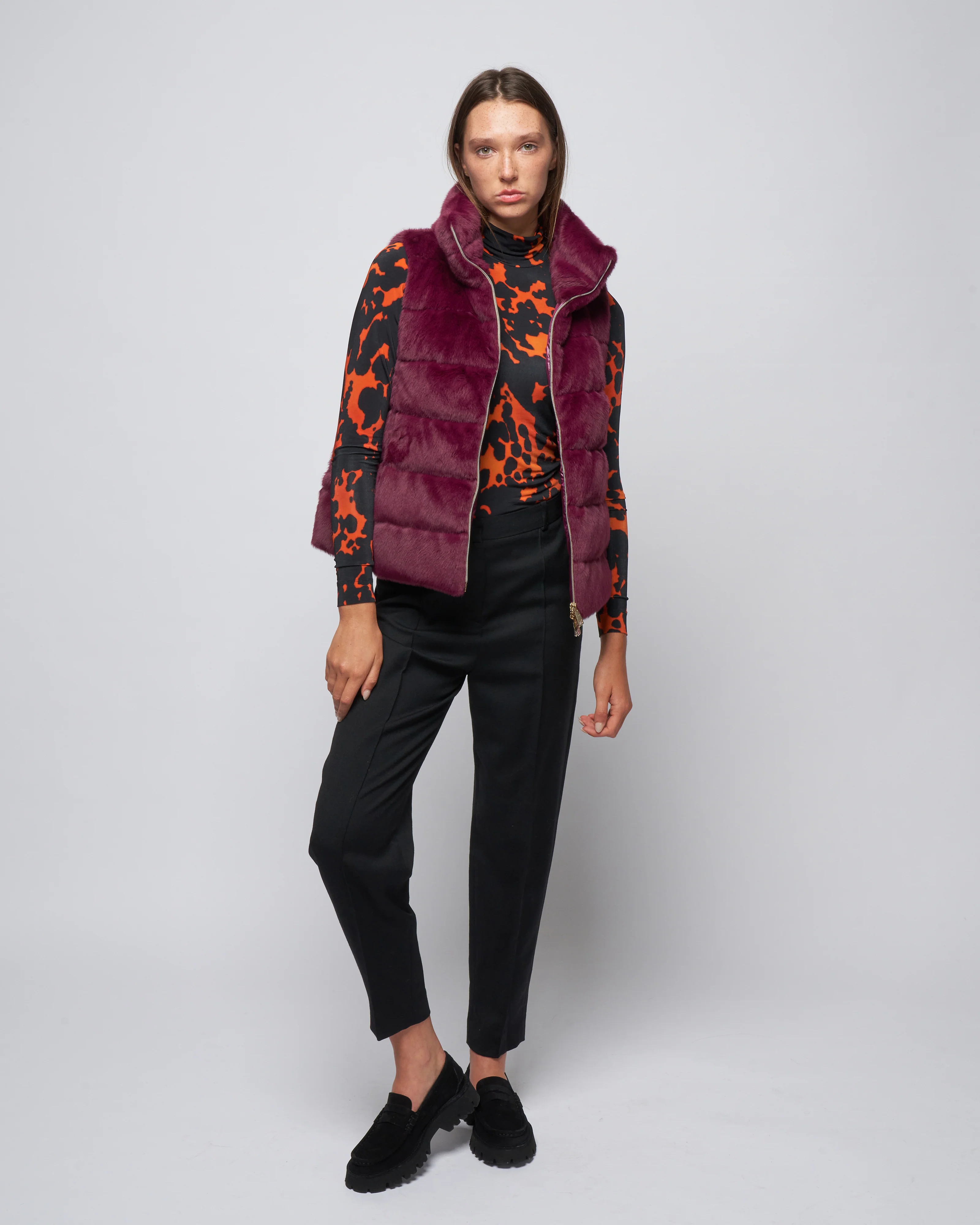 faux fur vest - purple - Image 2