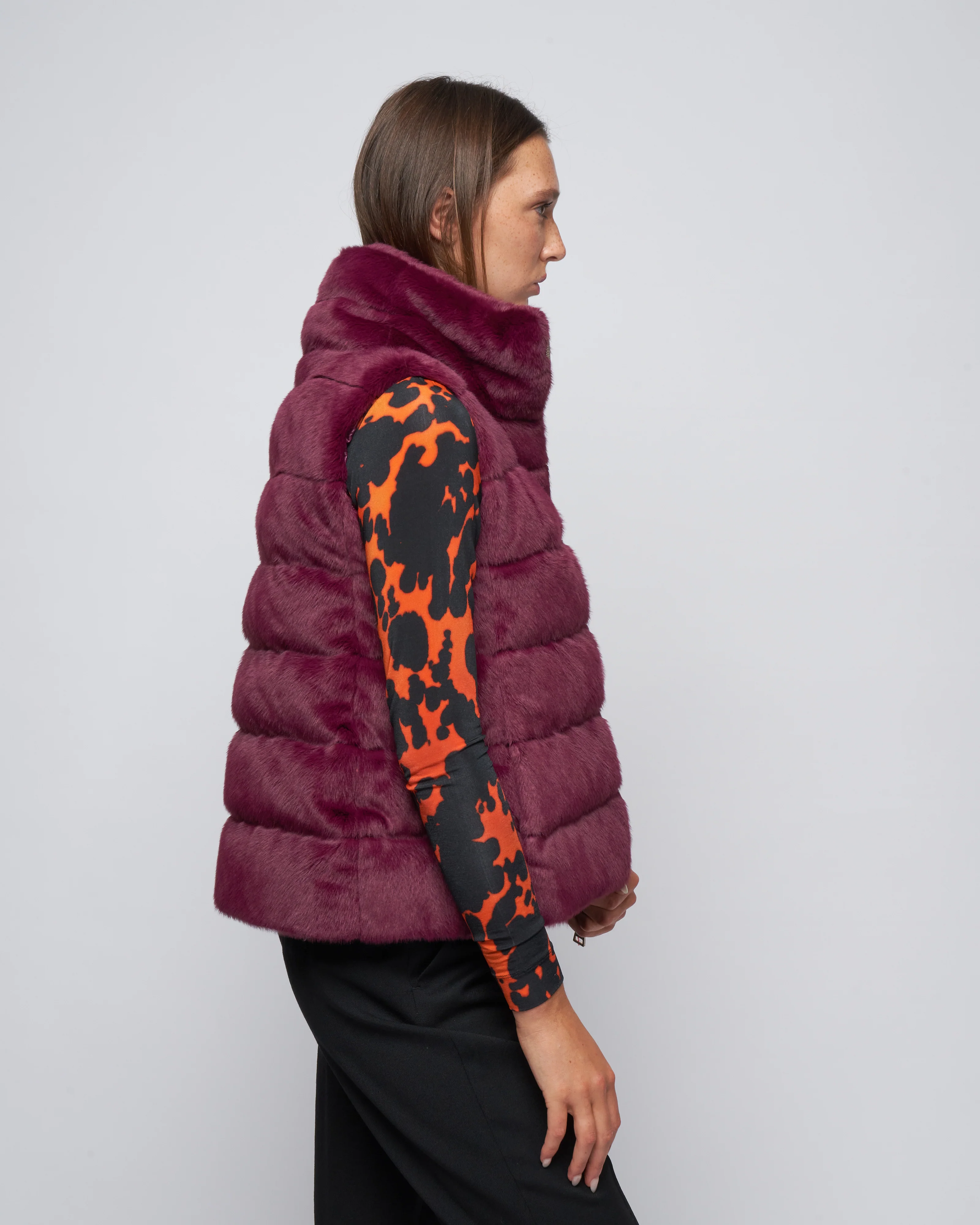 faux fur vest - purple - Image 3