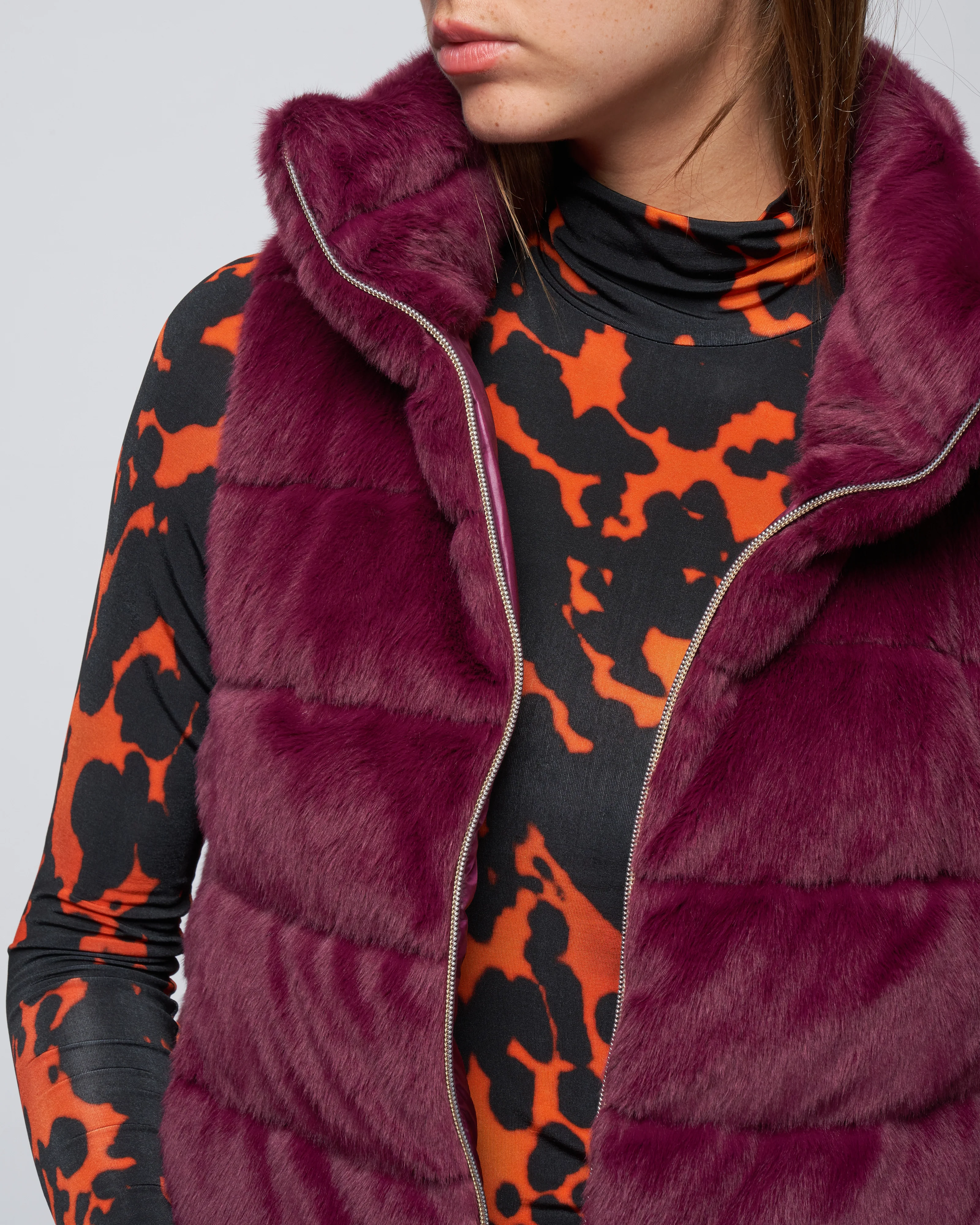 faux fur vest - purple - Image 5