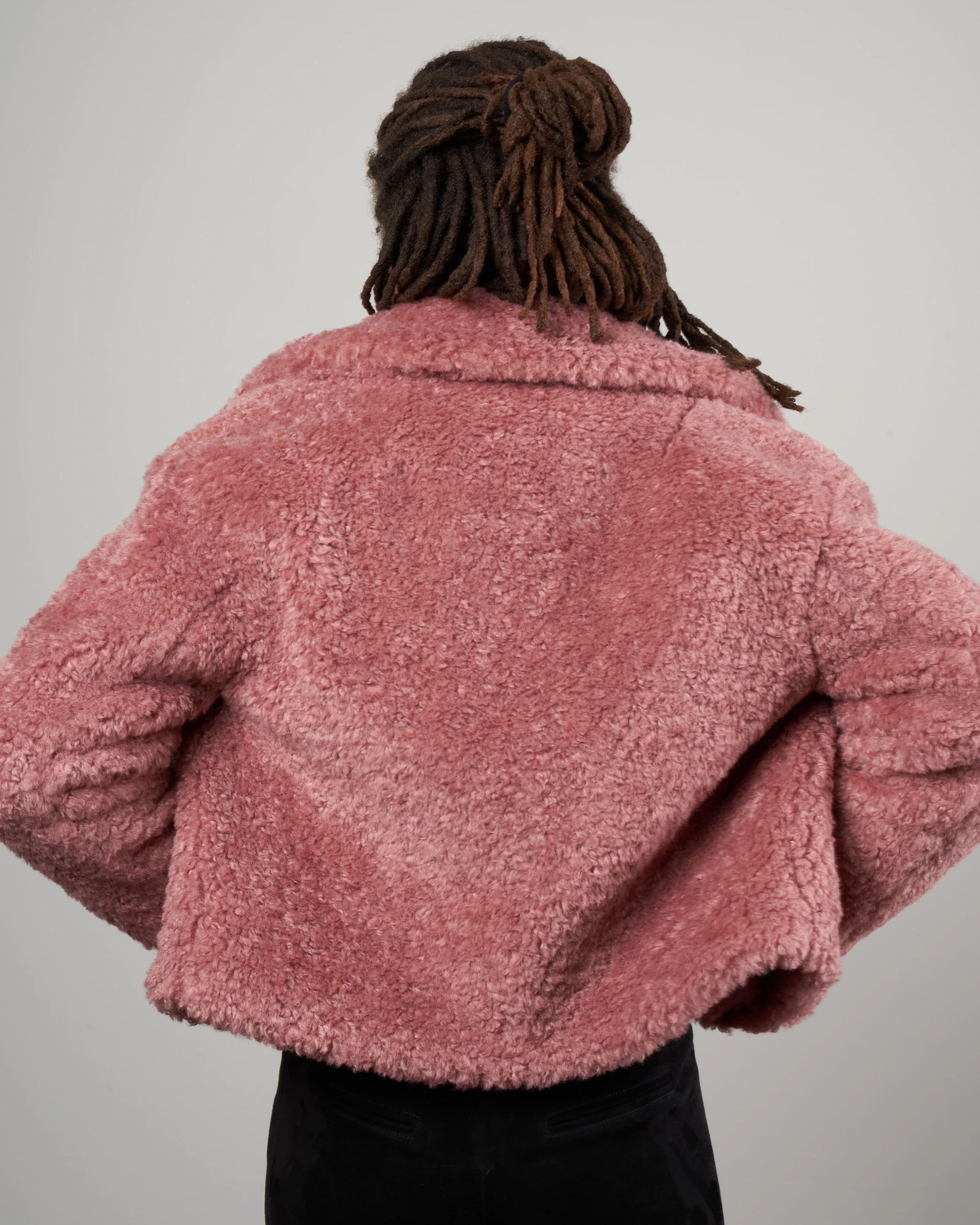 faux shearling cropped jacket - rosa 4130 - Image 6