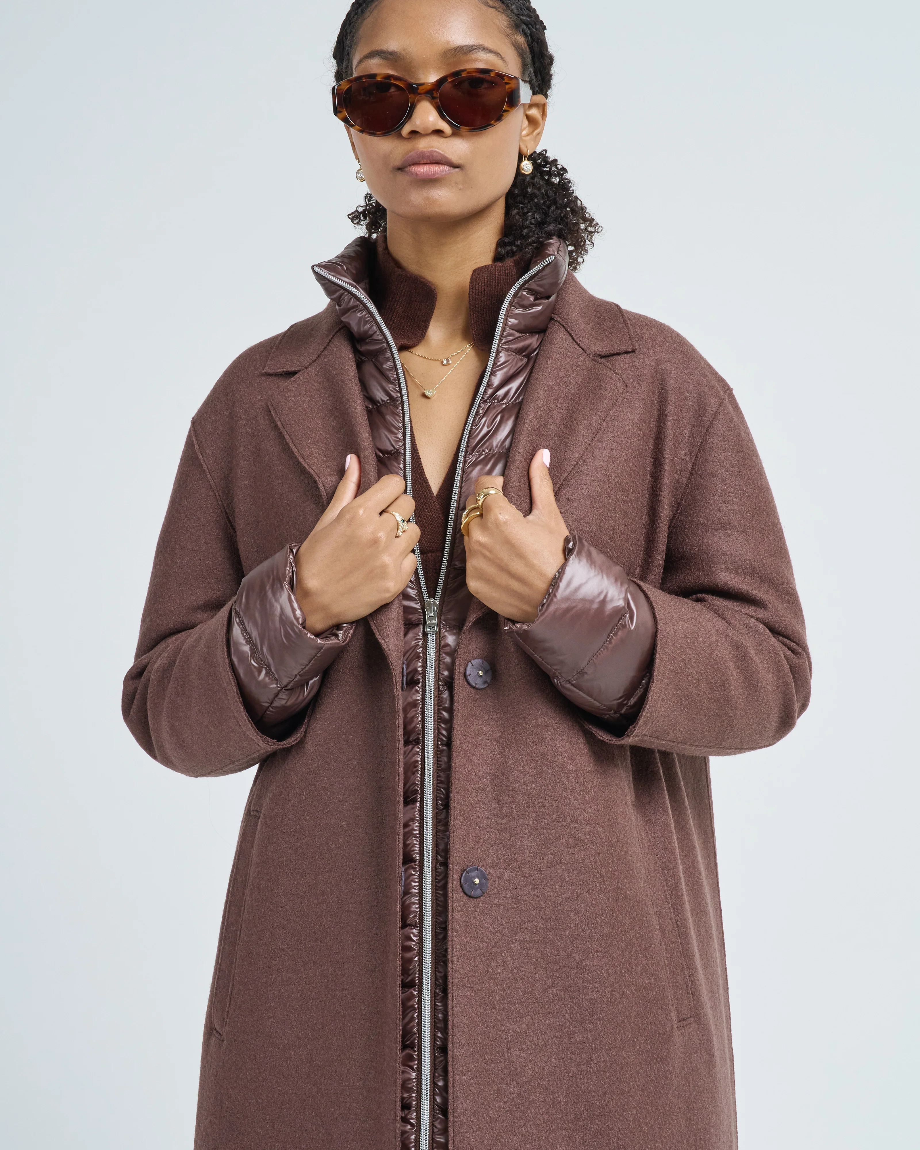 felted wool and nylon ultralight 3 in 1 coat - Image 2