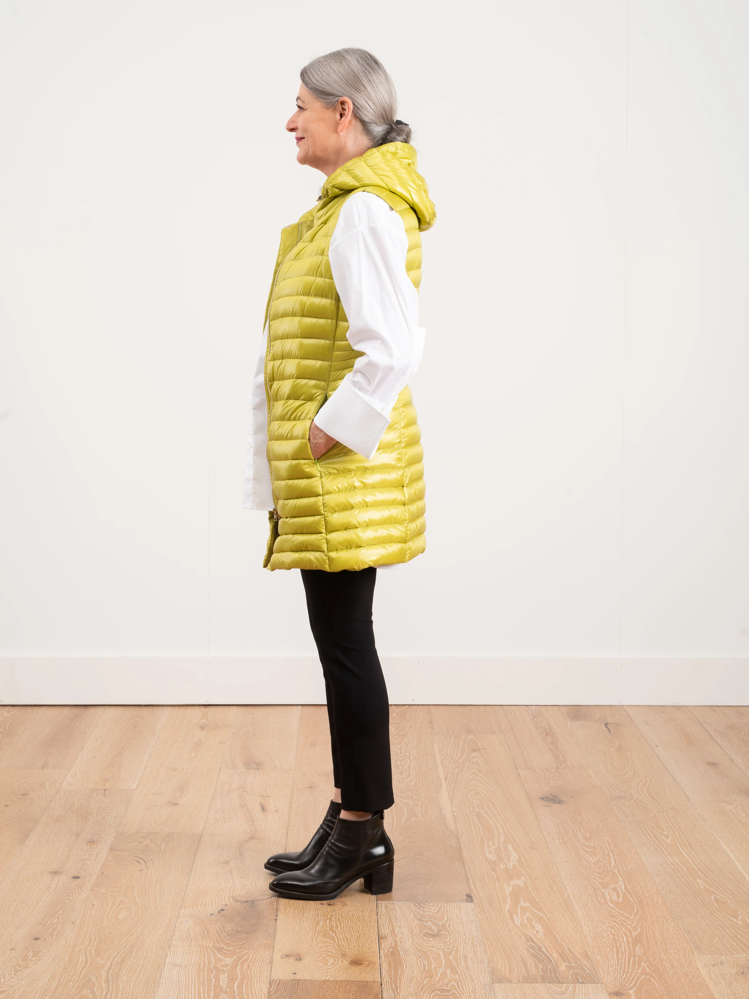 fitted vest w/ hood - chartreuse - Image 3