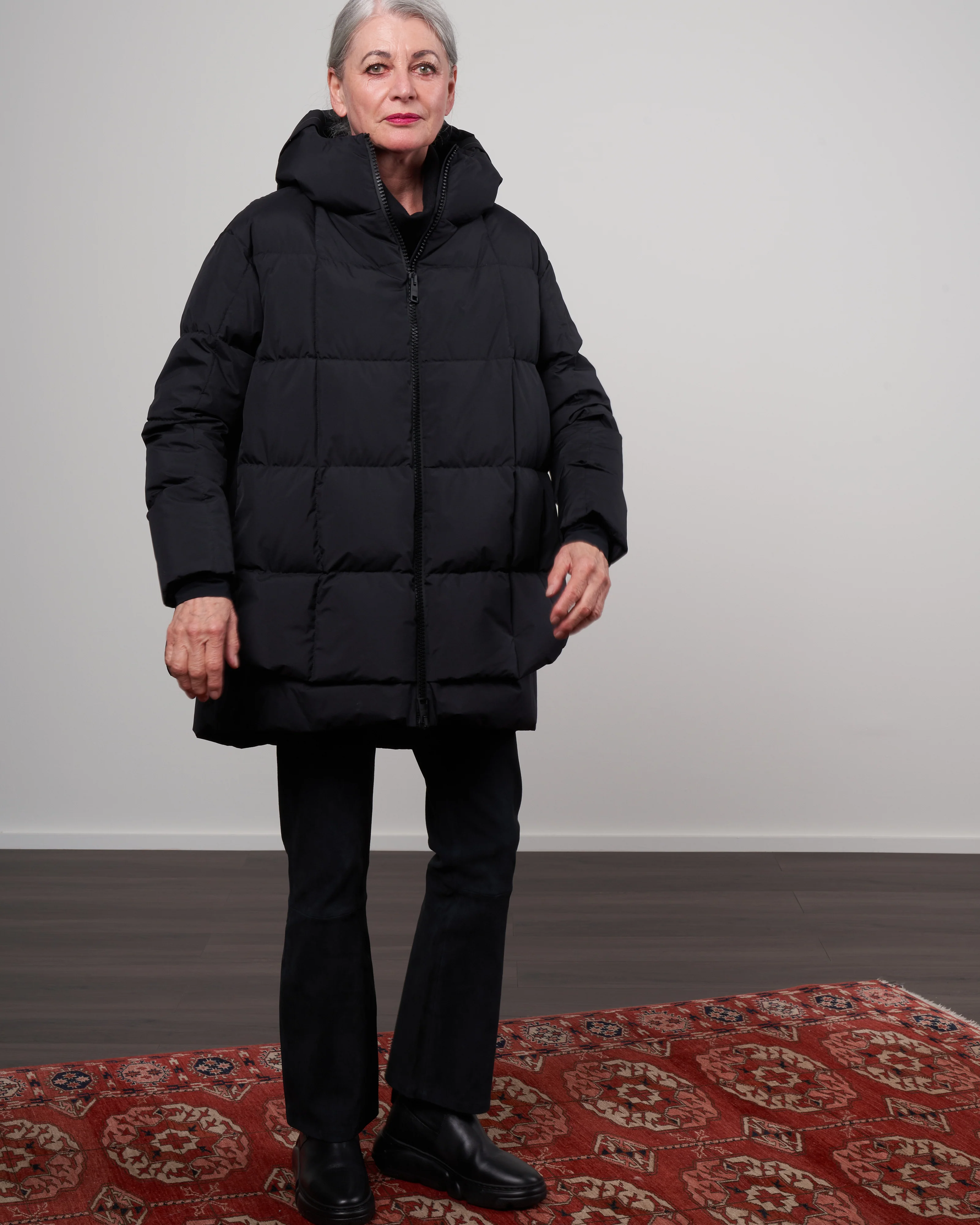 goretex windstopper grid double quilted coat w/ fixed hood - nero 9300 - Image 2