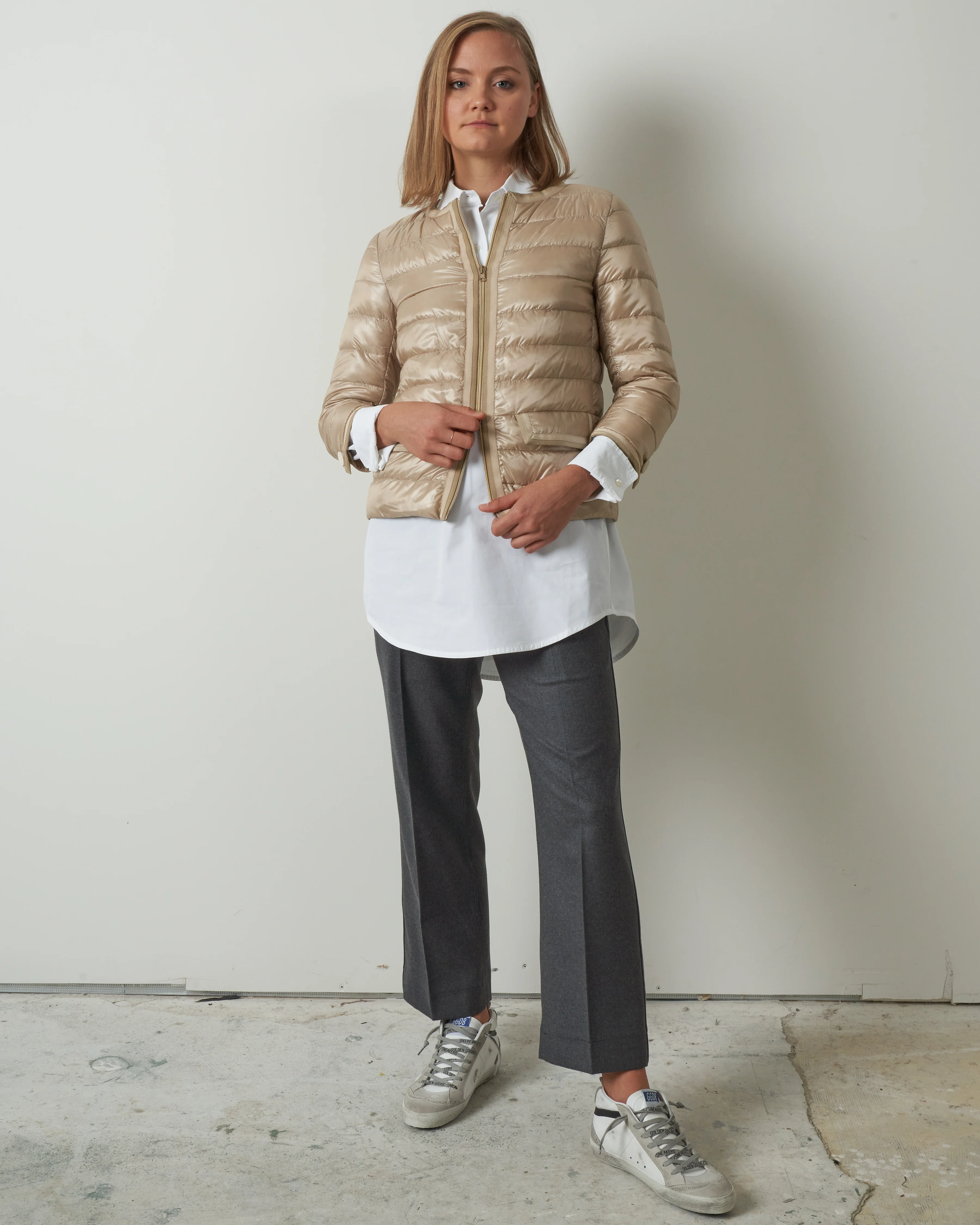 grosgrain trim jacket - light sand - Image 2