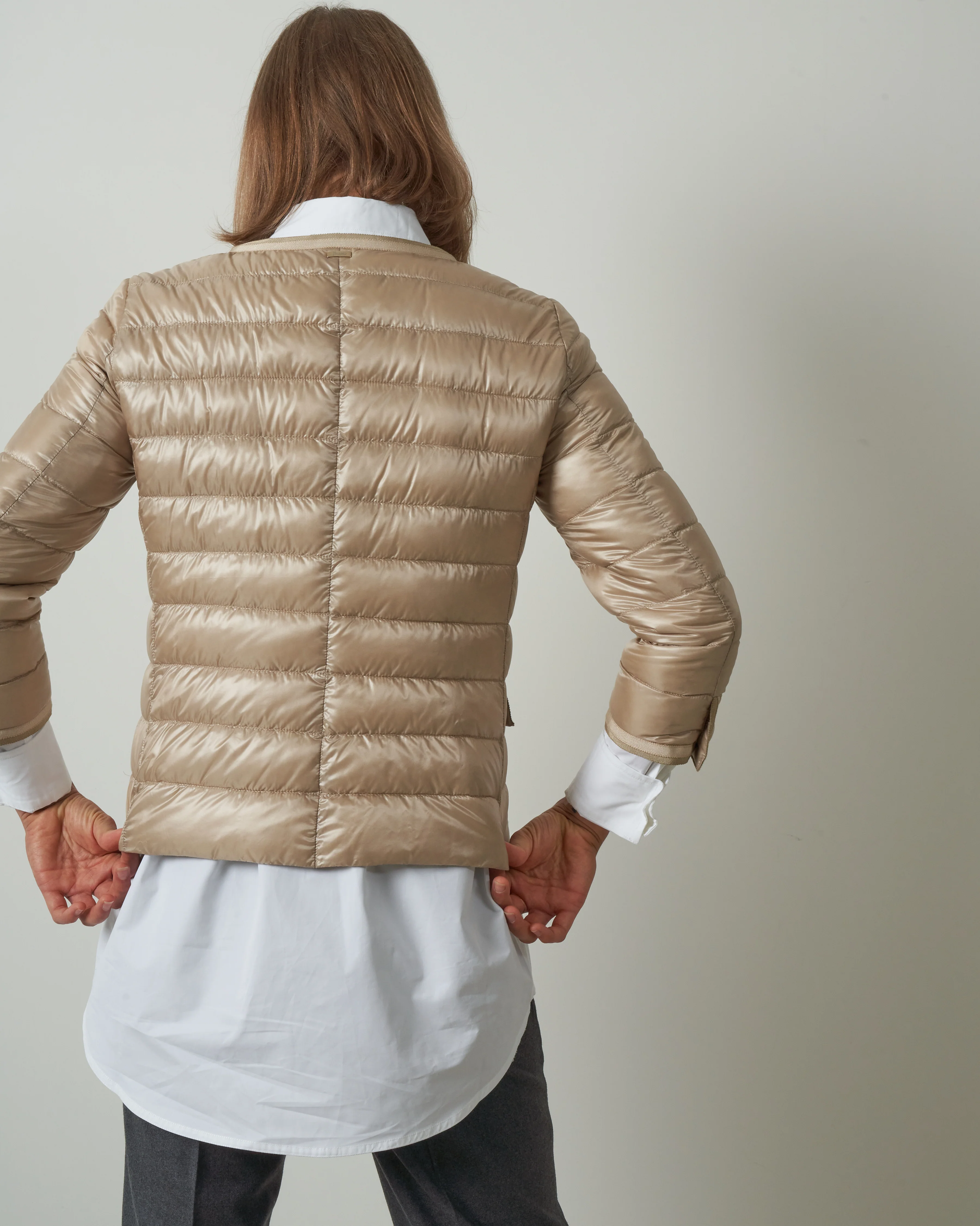 grosgrain trim jacket - light sand - Image 4