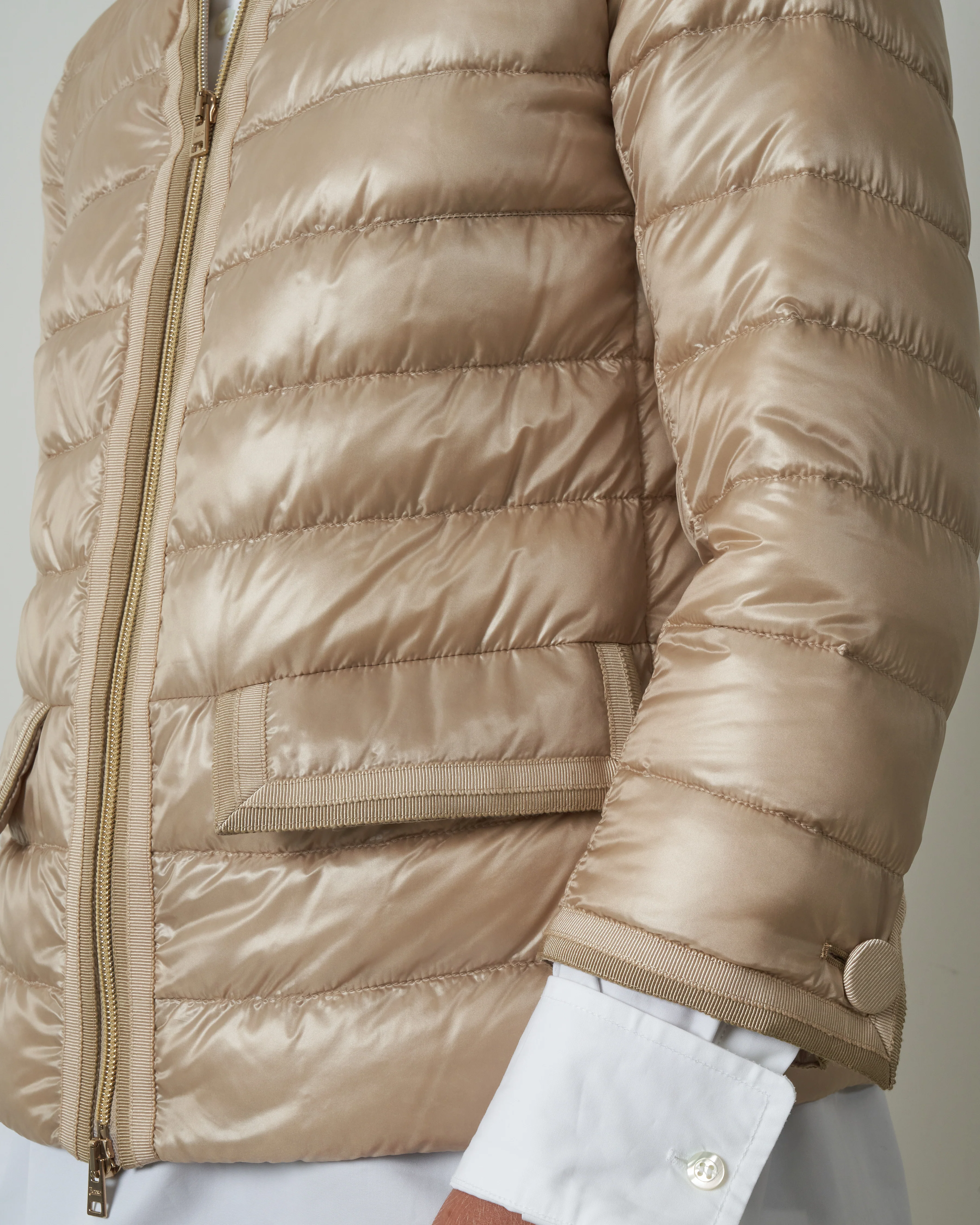 grosgrain trim jacket - light sand - Image 5