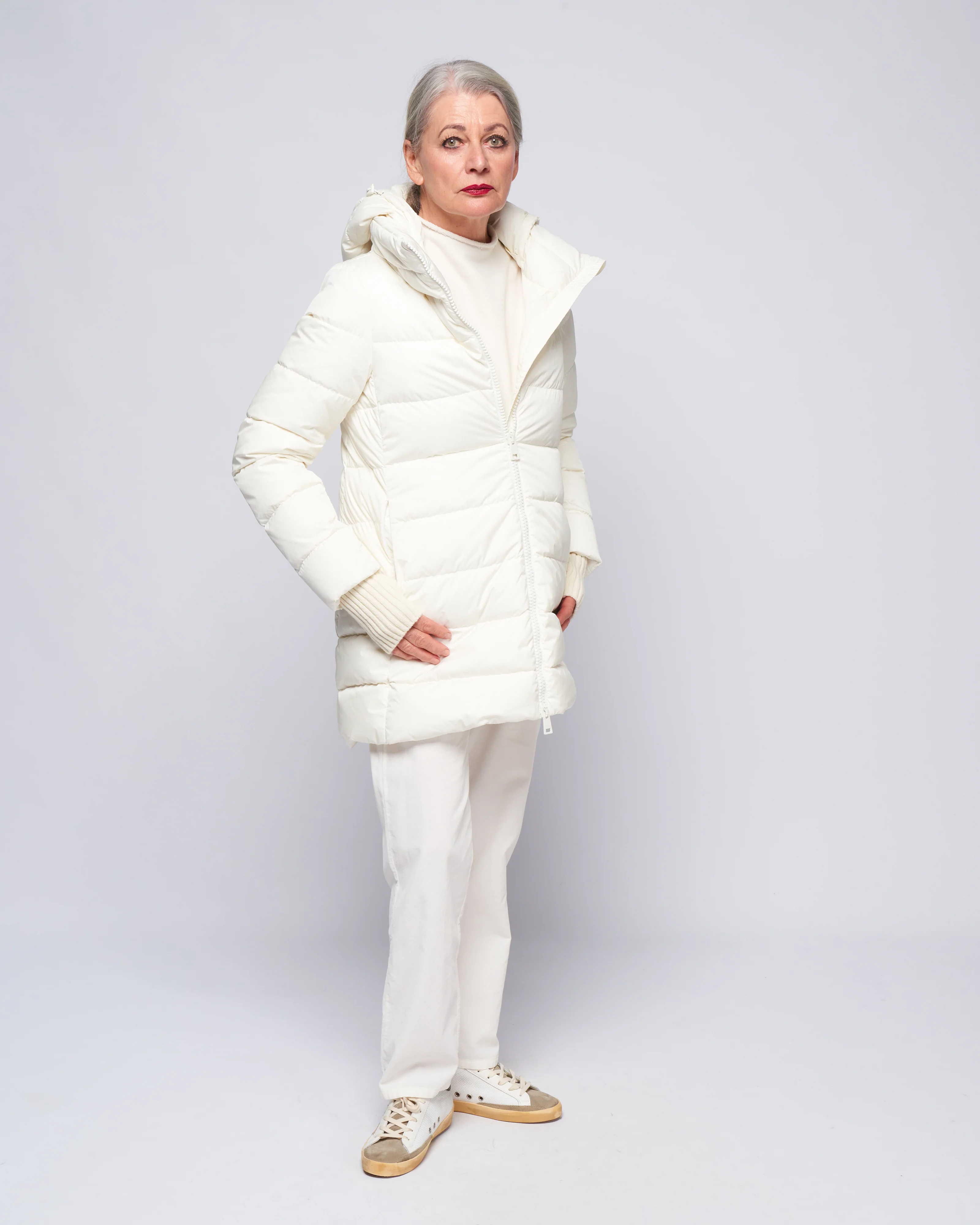 heavy a-line hi-lo - bianco - Image 2