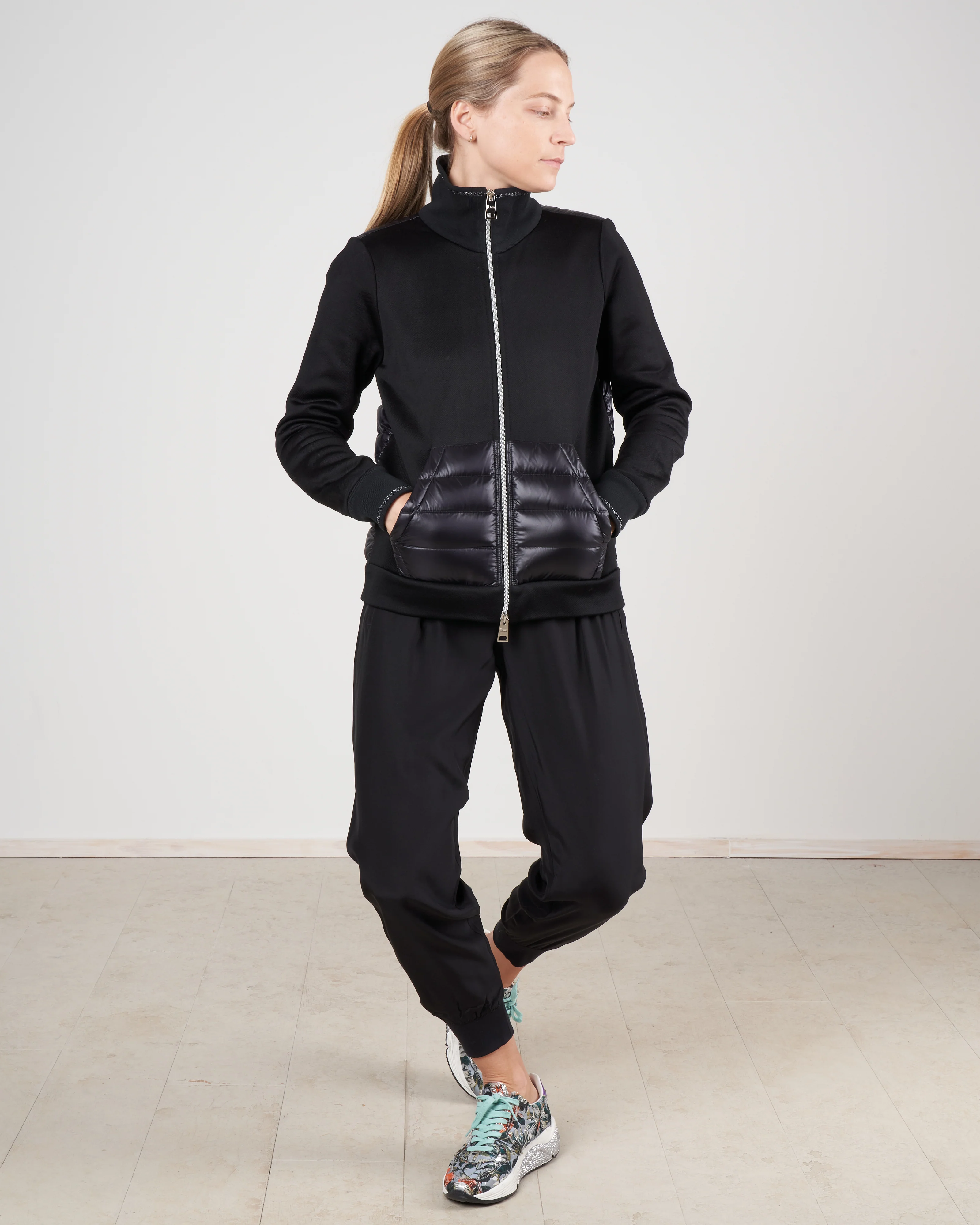 heavy knit / down zip front sweater - Image 2