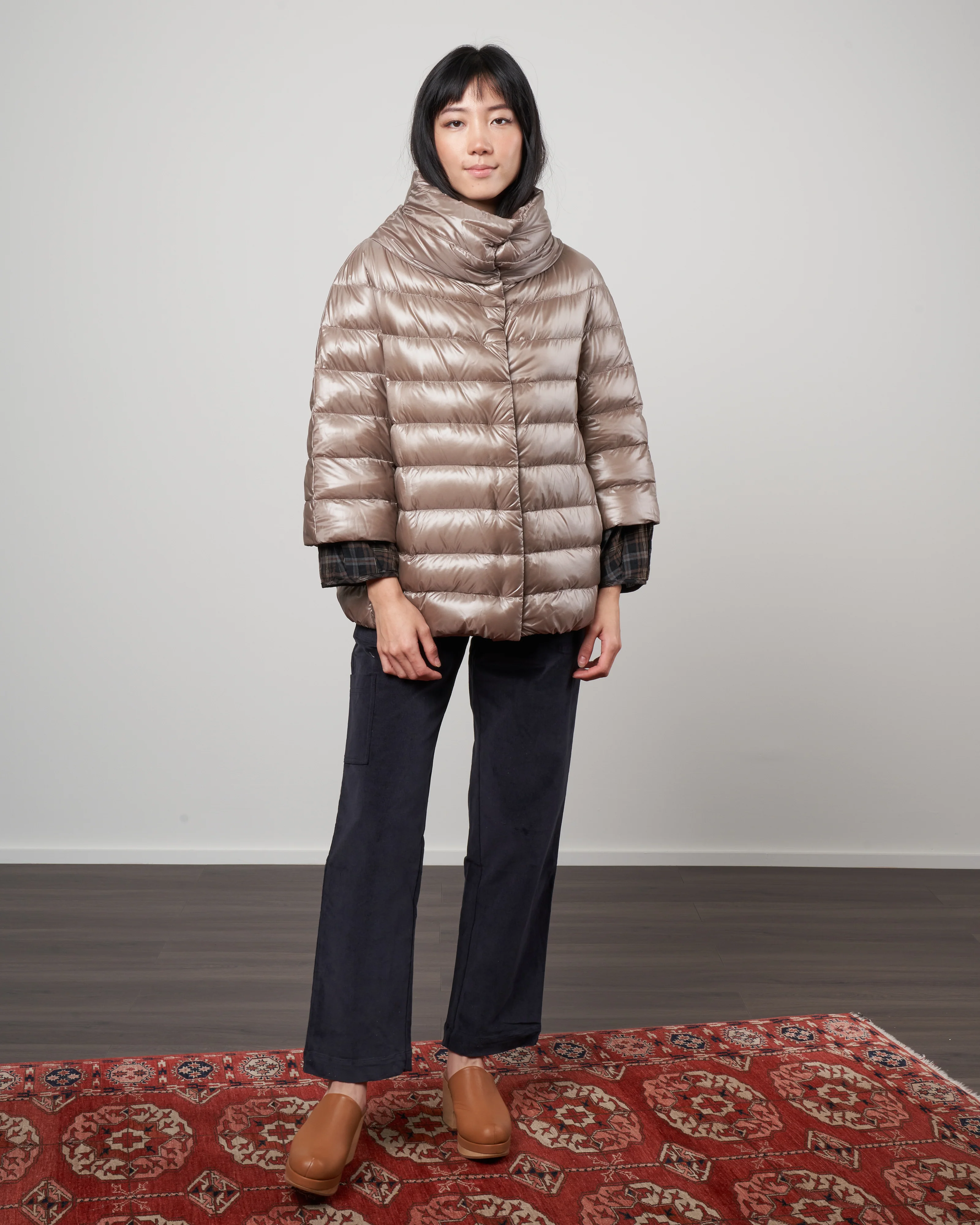 iconico 3/4 sleeve hip length coat - 2600 taupe - Image 2