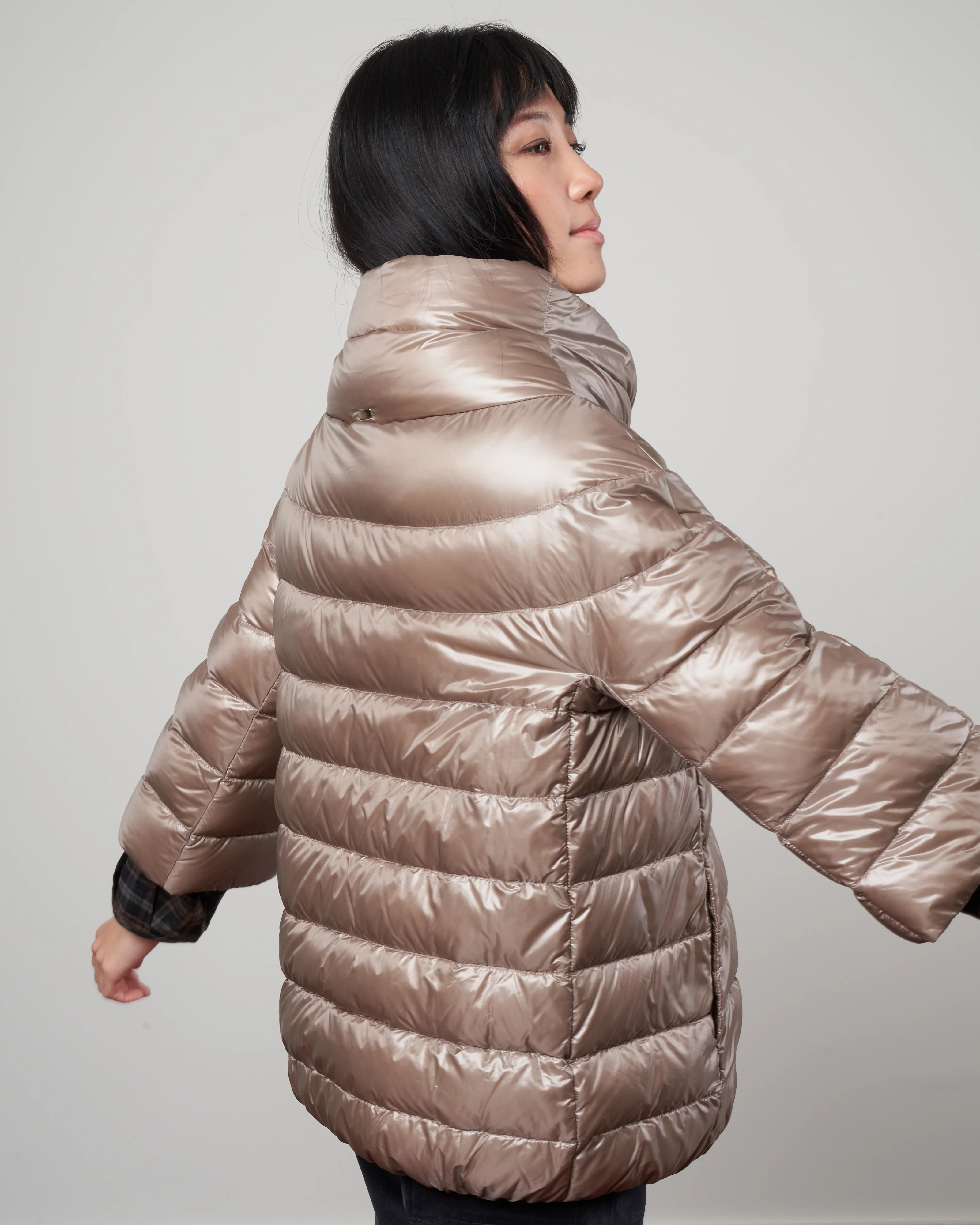 iconico 3/4 sleeve hip length coat - 2600 taupe - Image 3