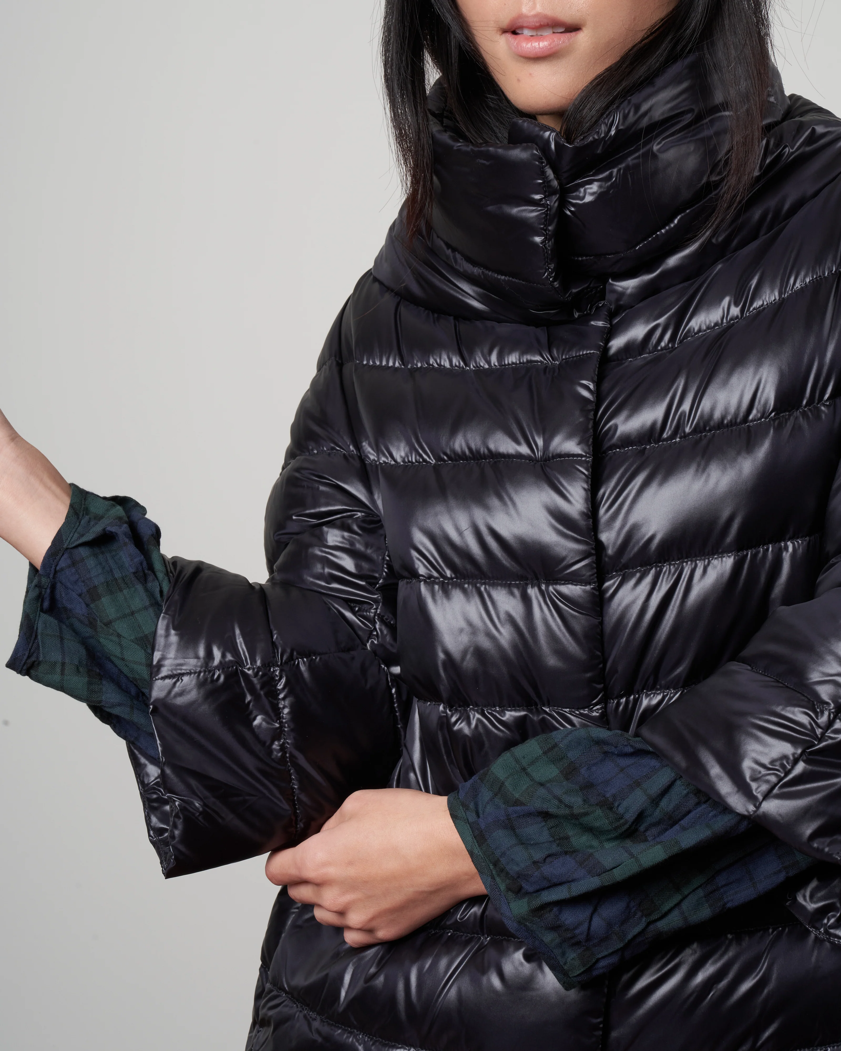 iconico 3/4 sleeve hip length coat - nero - Image 2