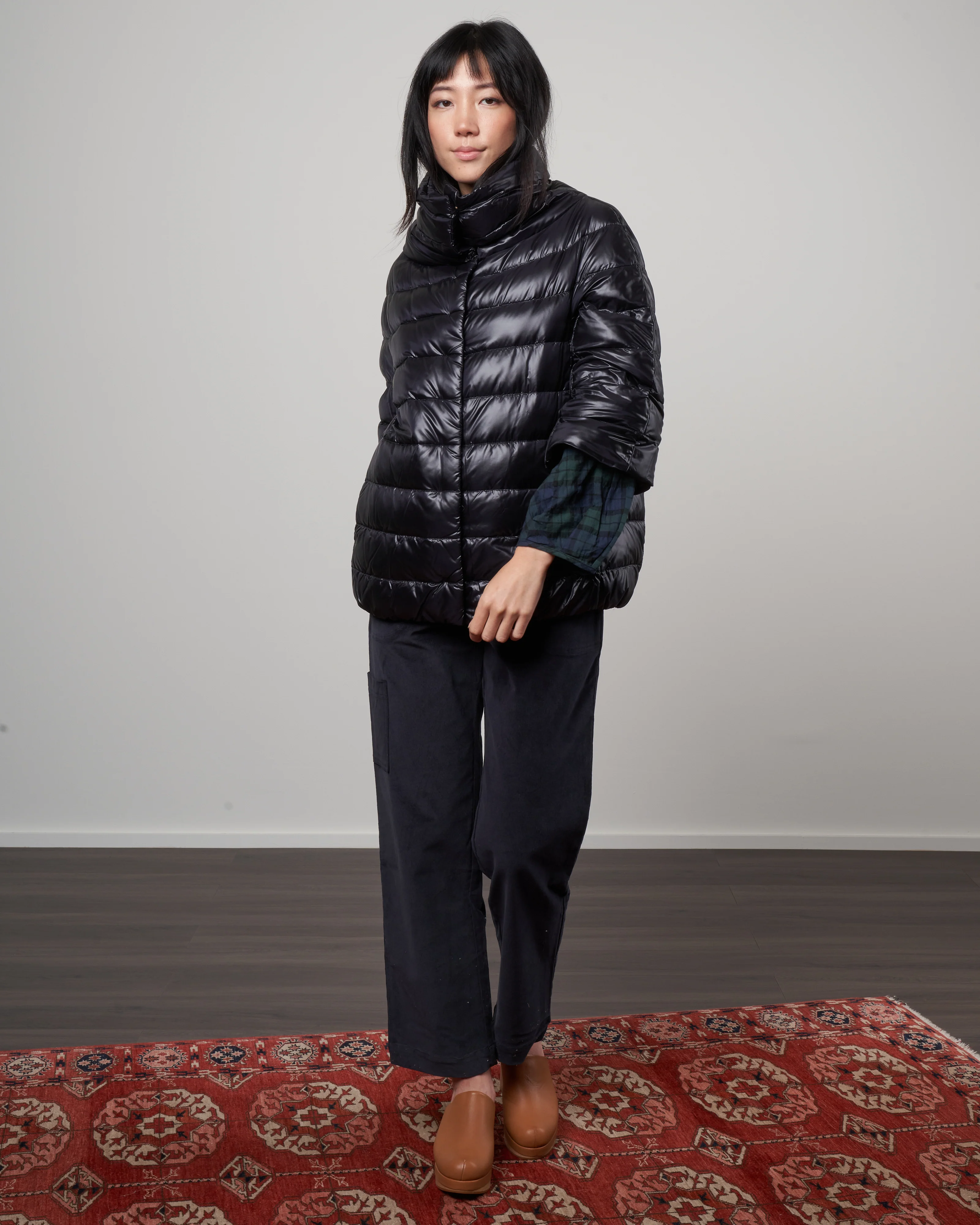 iconico 3/4 sleeve hip length coat - nero - Image 3