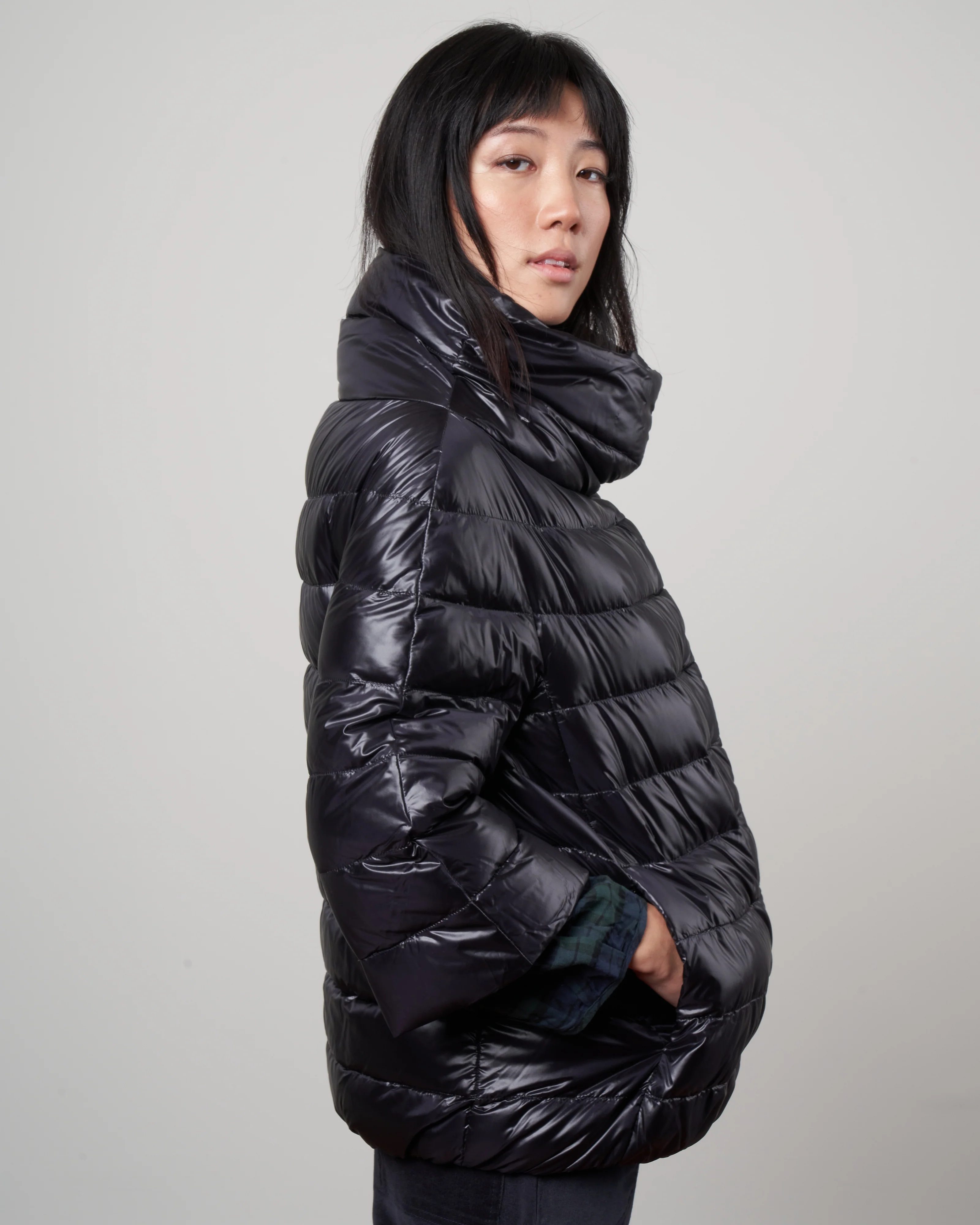 iconico 3/4 sleeve hip length coat - nero - Image 4