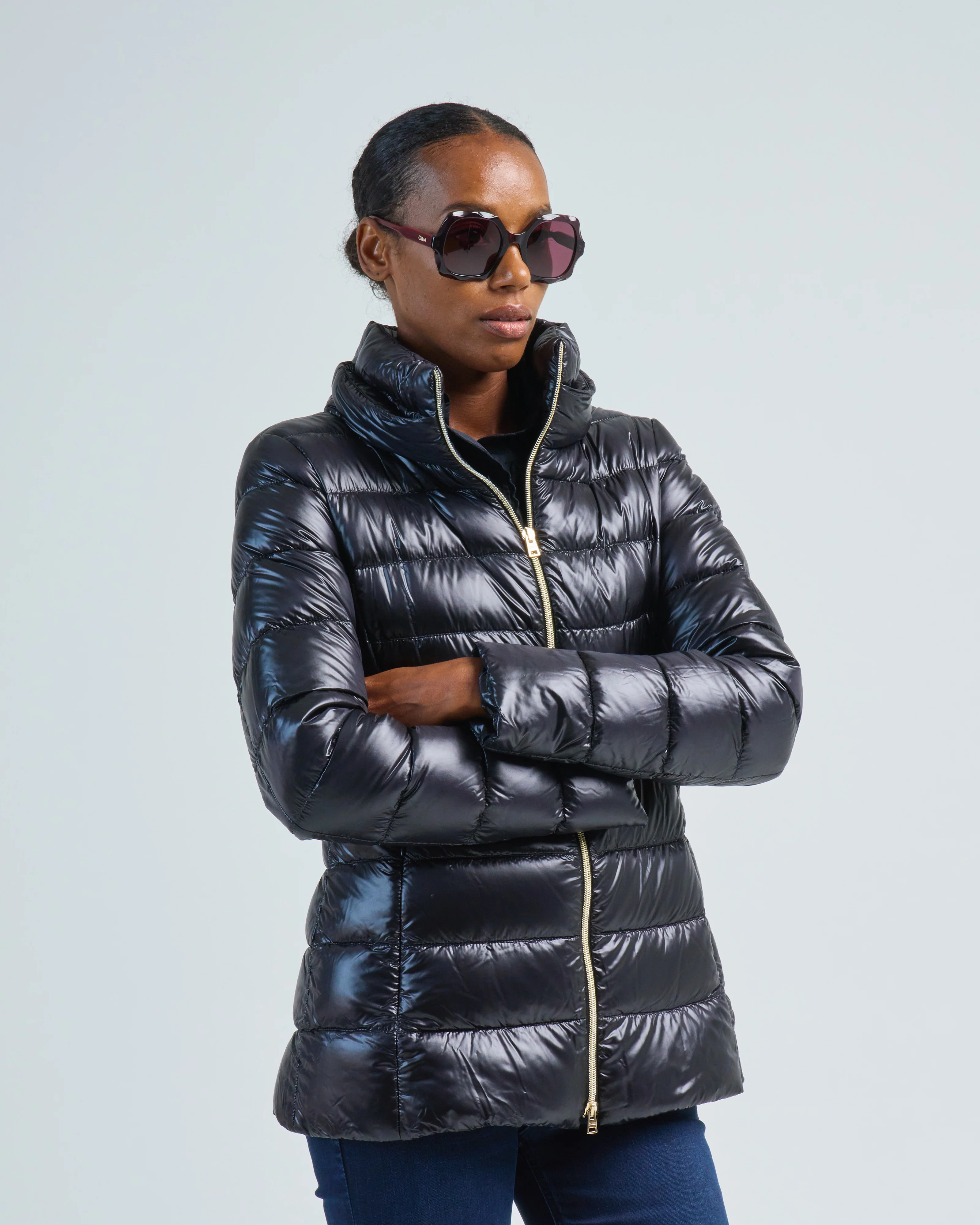 iconico claudia eco fur fitted short coat w/ faux mink collar - Image 3