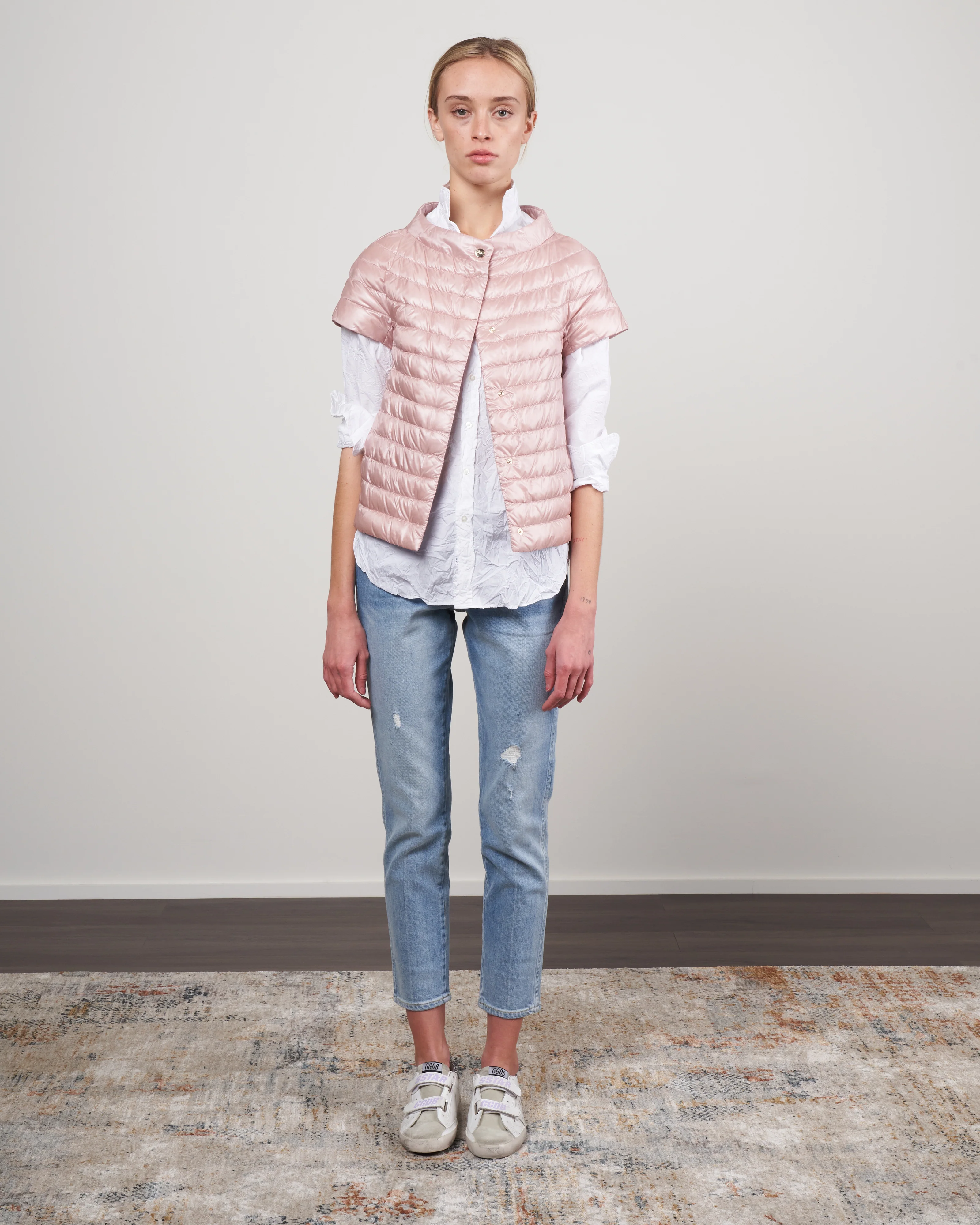 iconico "margherita" classic nylon cap sleeve (straight hem) - rosa chiaro - Image 2