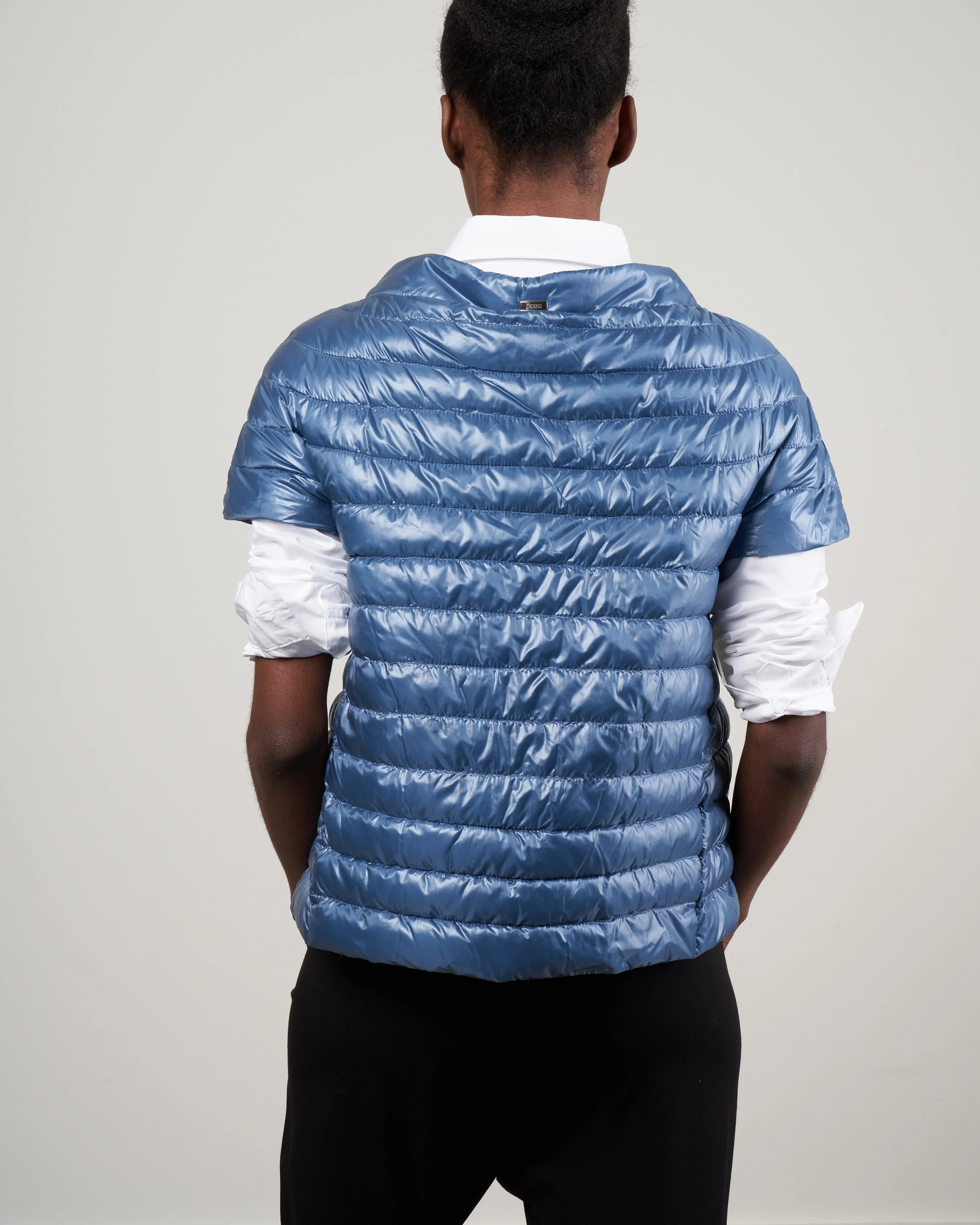 iconico "margherita" classic nylon cap sleeve (straight hem)- azzurro - Image 4