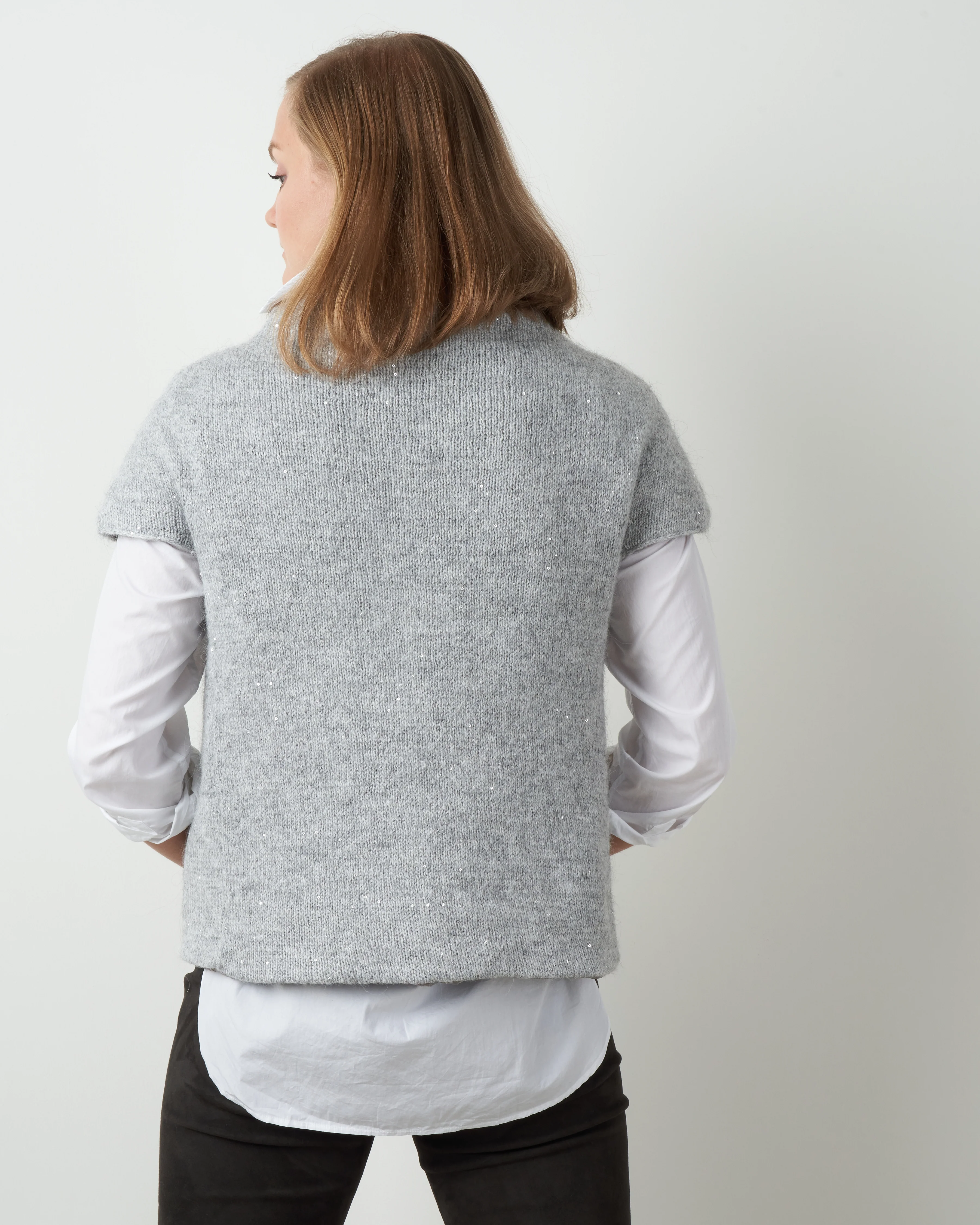 knit cap sleeve knit - grigio chiaro - Image 3