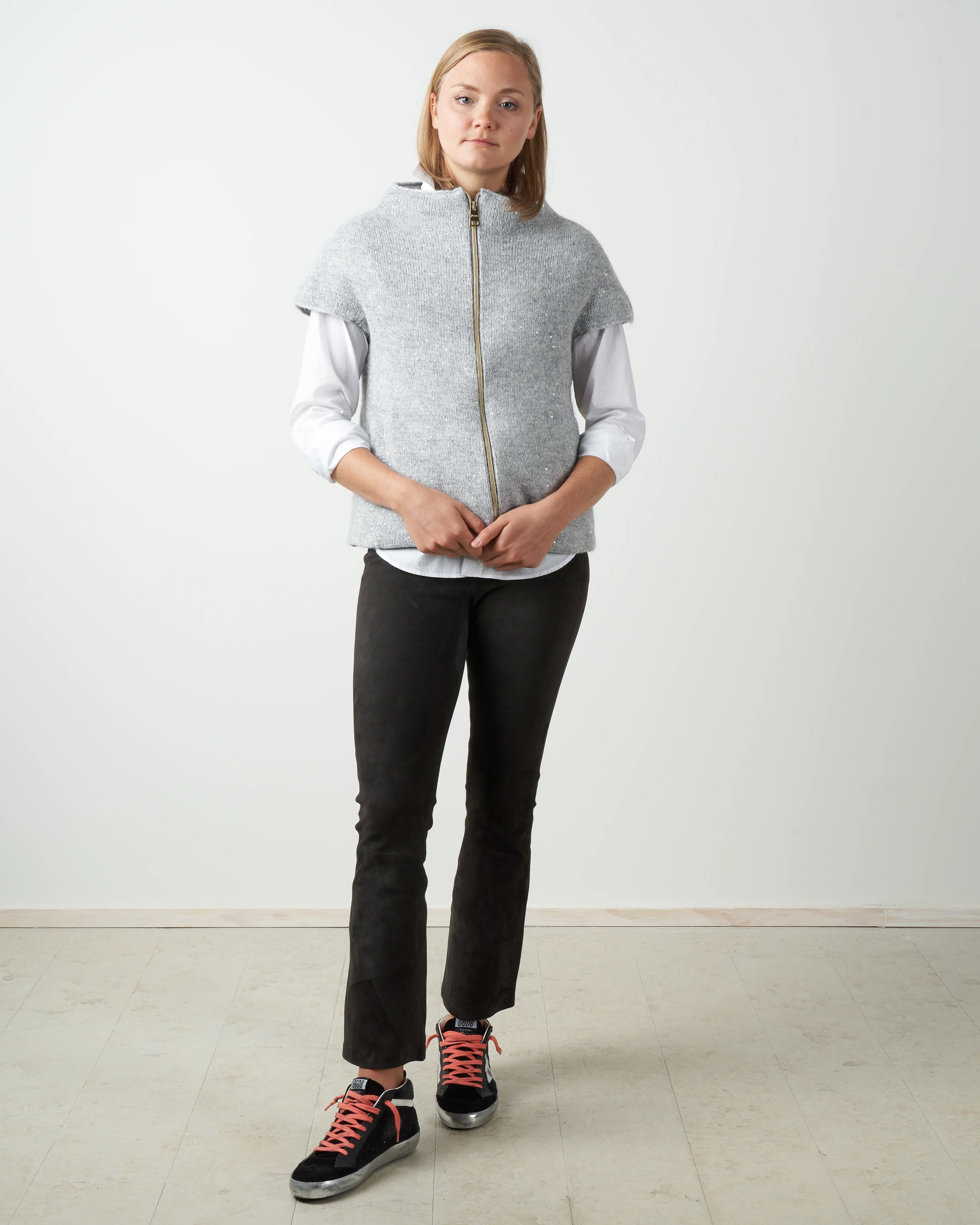 knit cap sleeve knit - grigio chiaro - Image 4