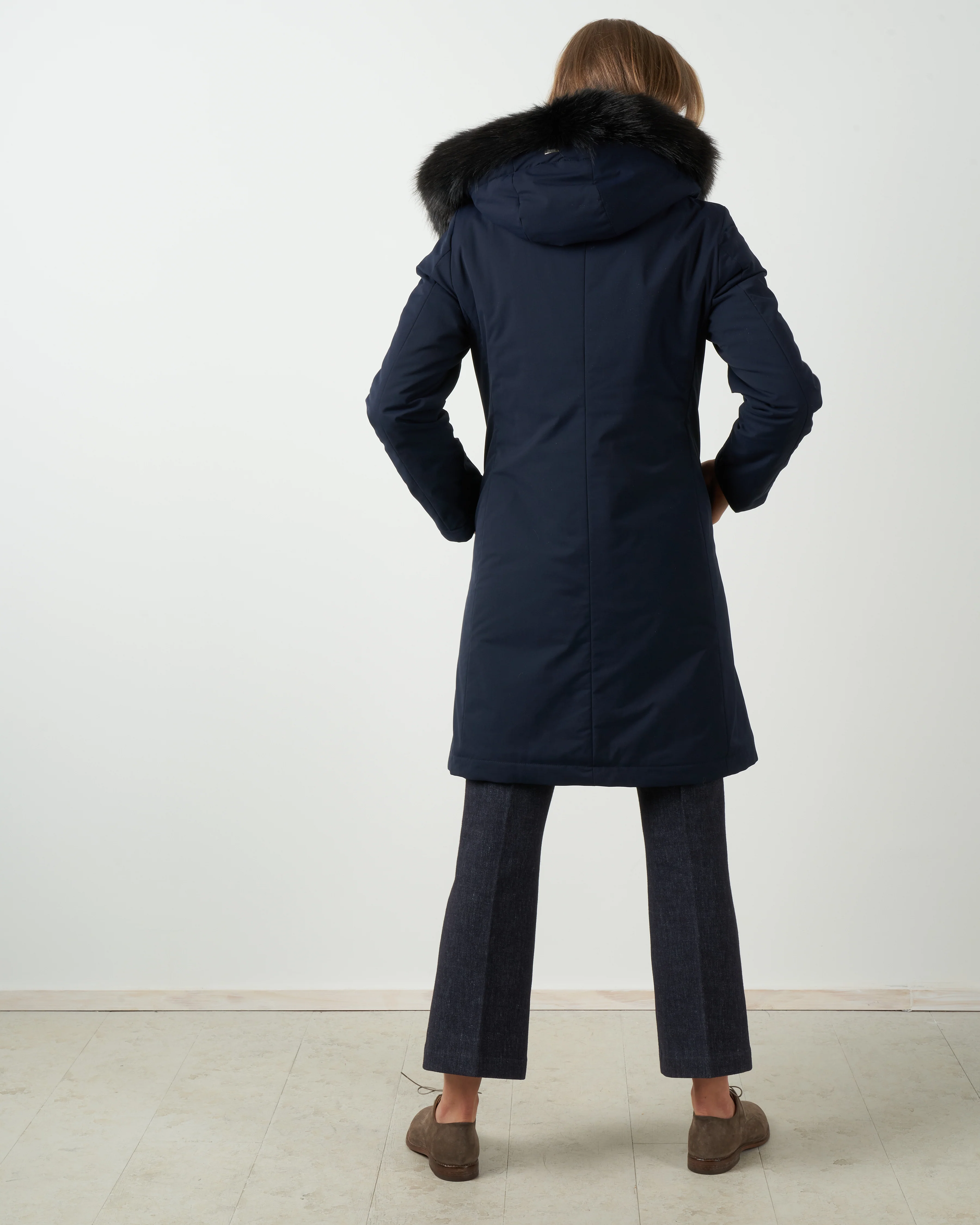 laminar coat with eco fur - navy - Image 4