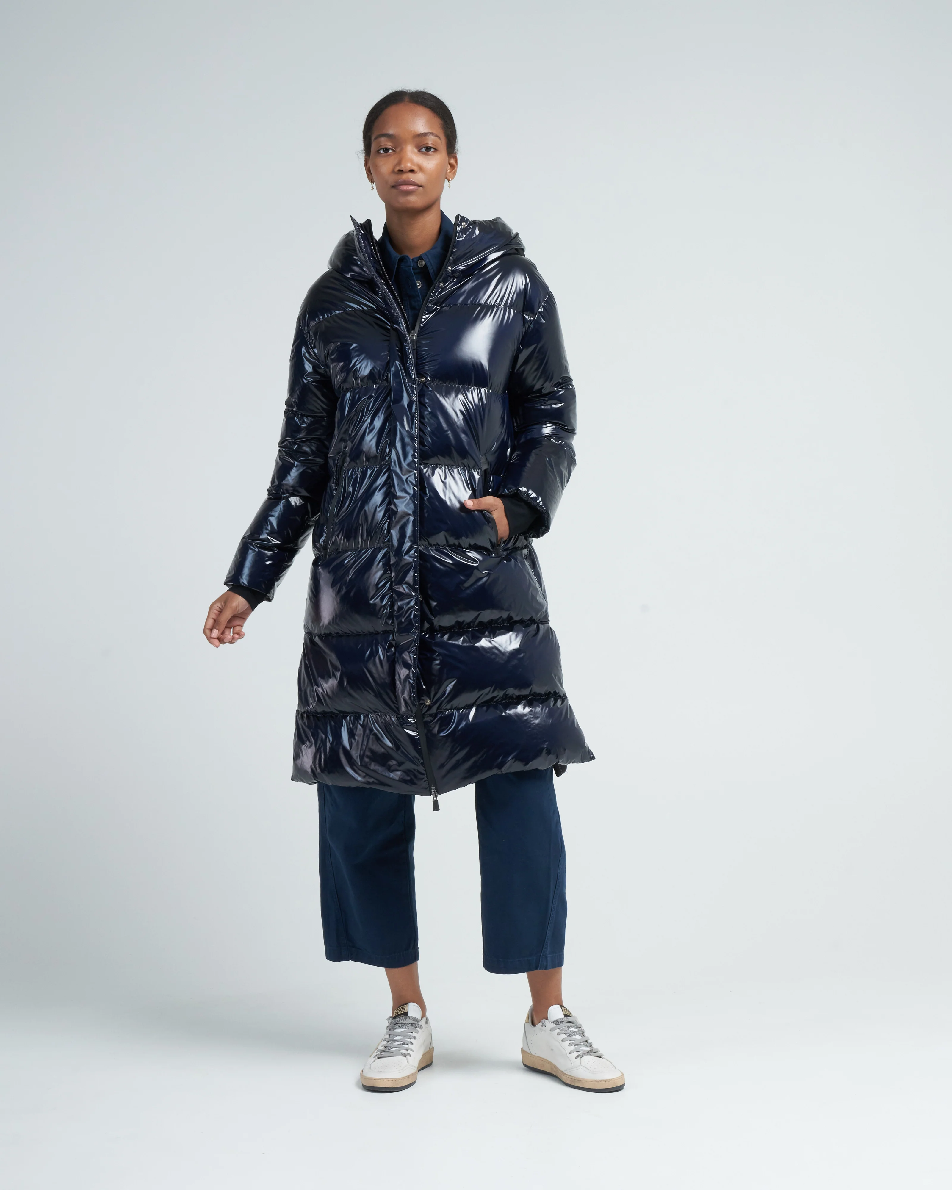 laminar glazed ripstop midi hooded parka - Image 2
