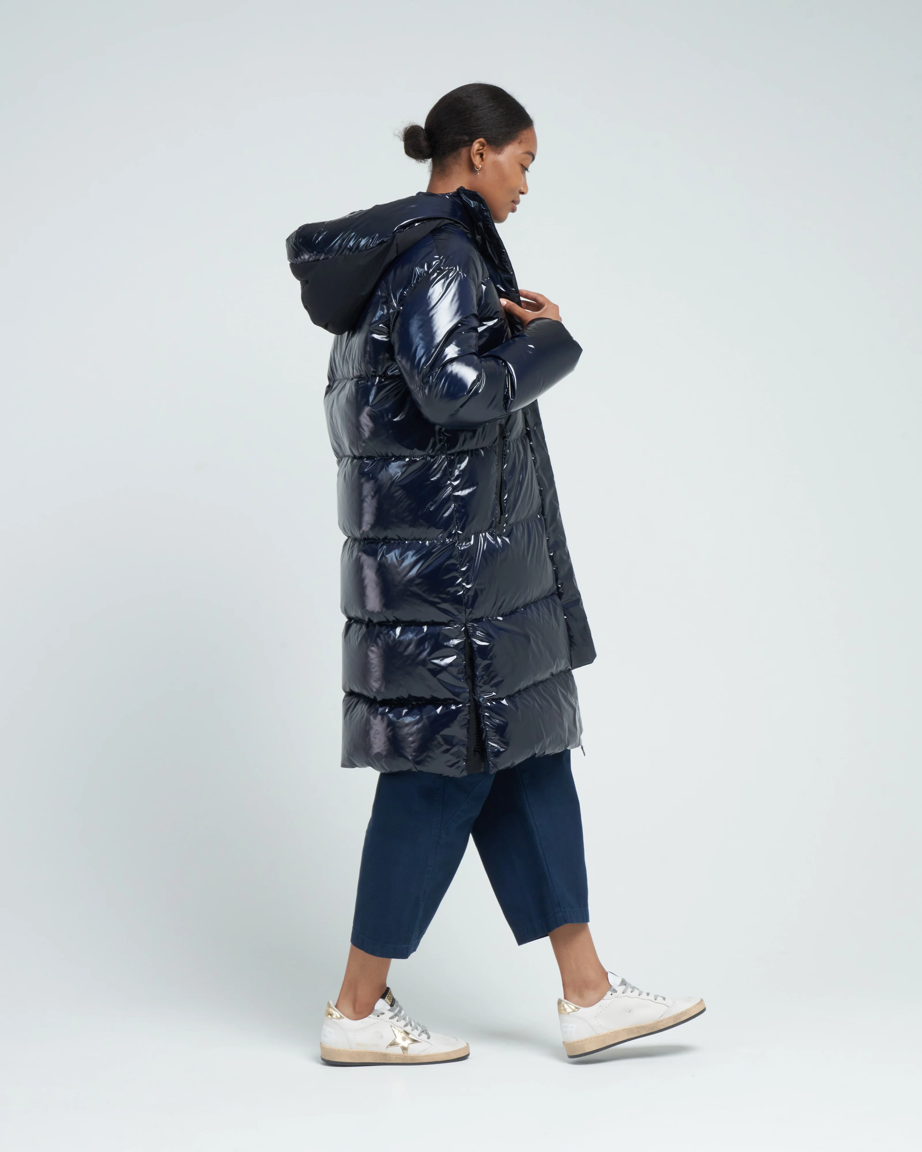 laminar glazed ripstop midi hooded parka - Image 3