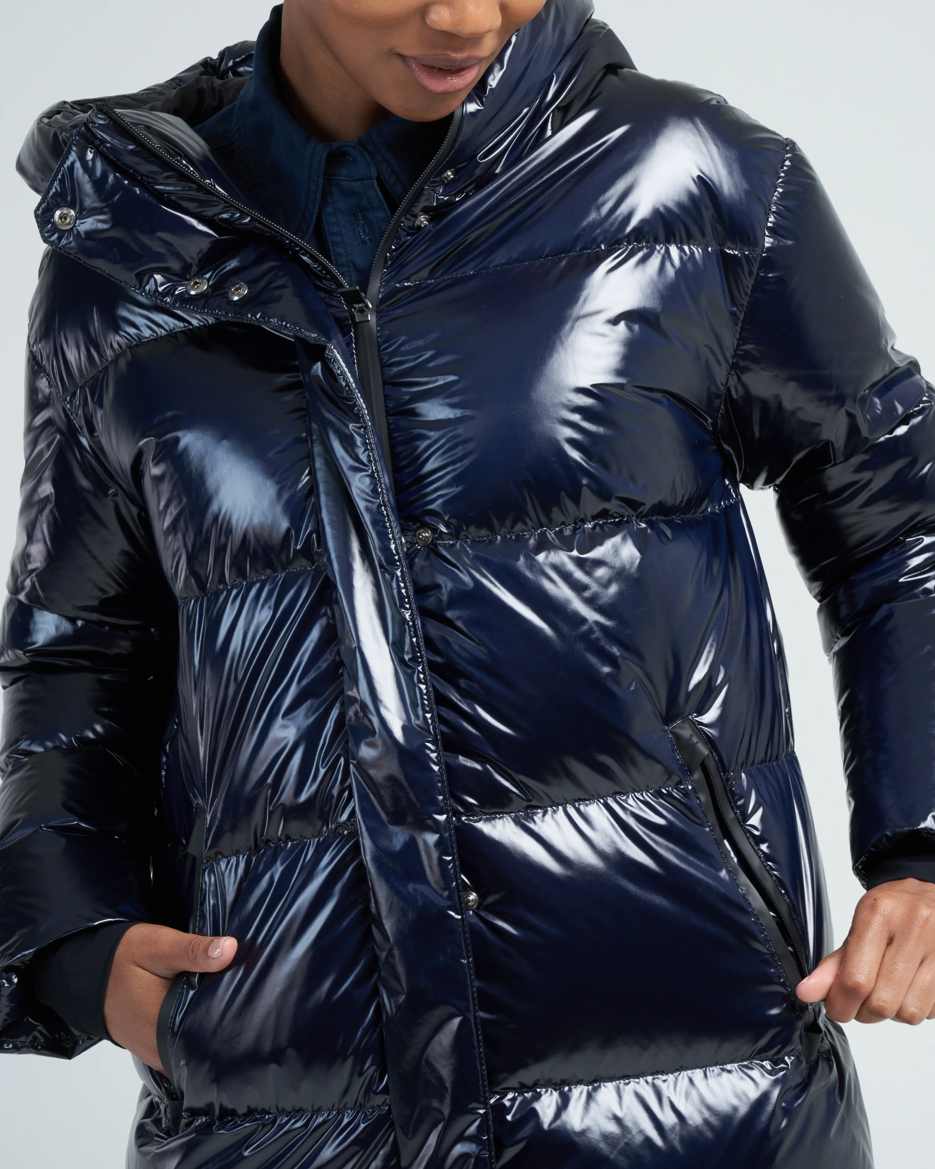 laminar glazed ripstop midi hooded parka - Image 5
