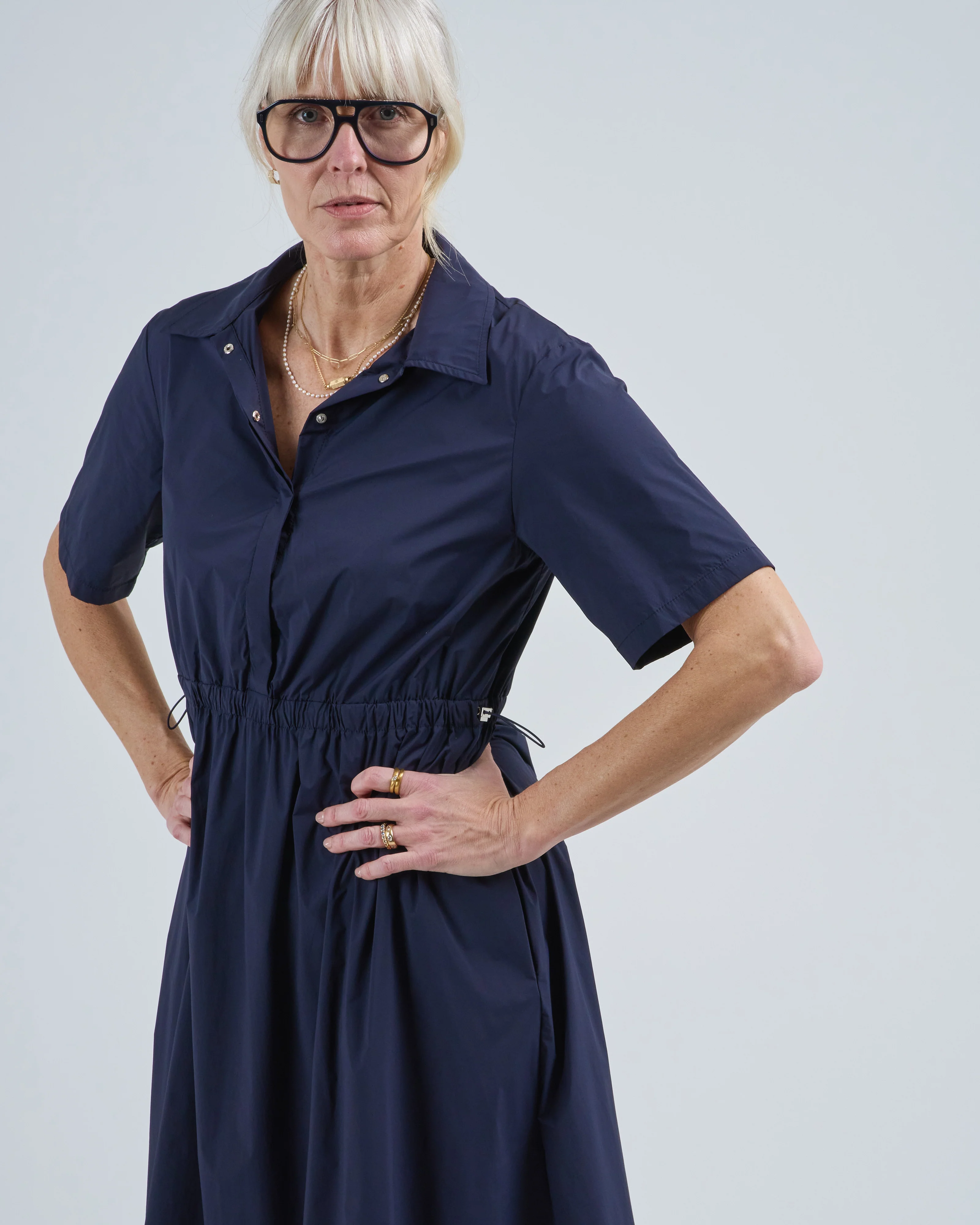 light nylon stretch short sleeve long dress - Image 2