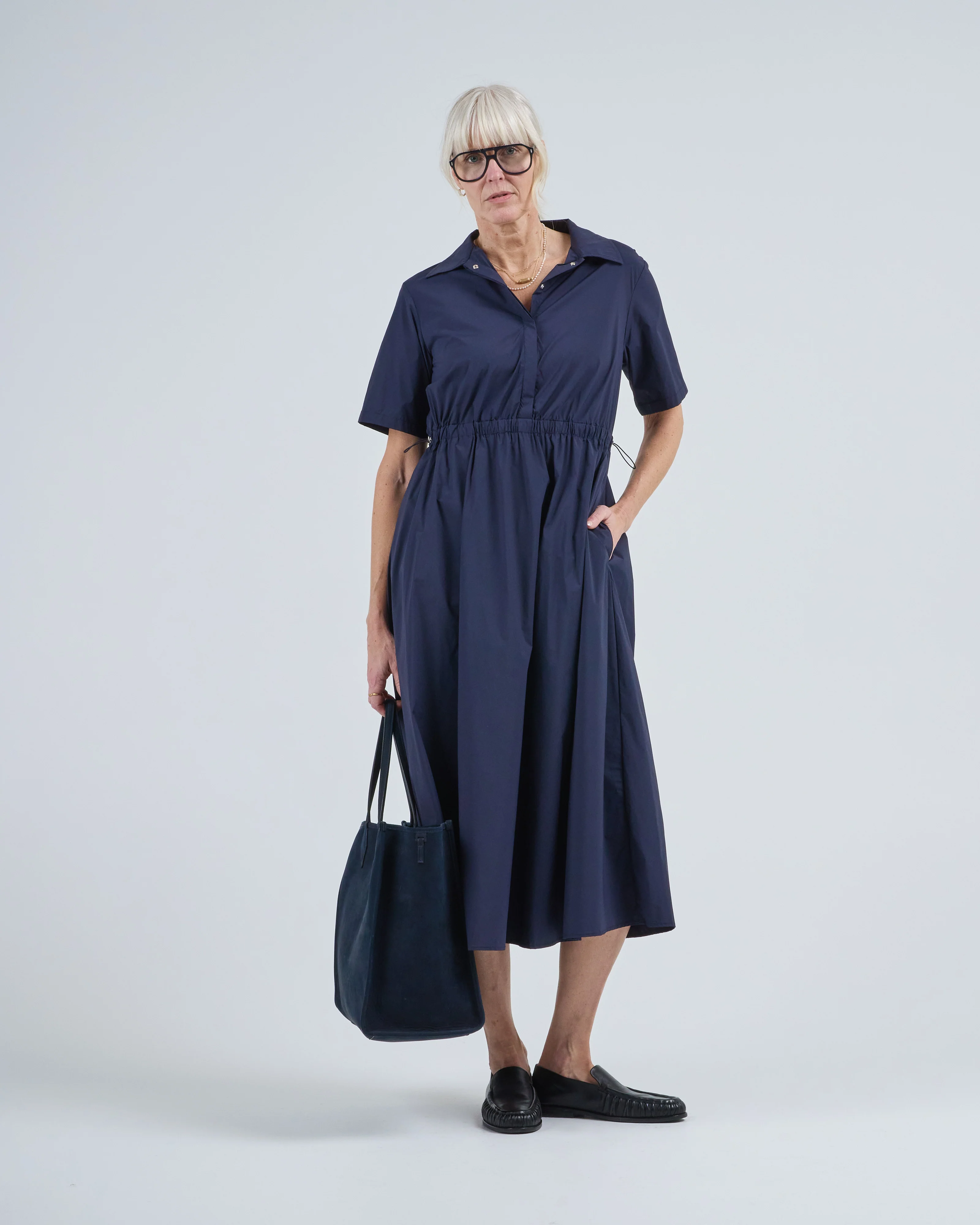 light nylon stretch short sleeve long dress - Image 3