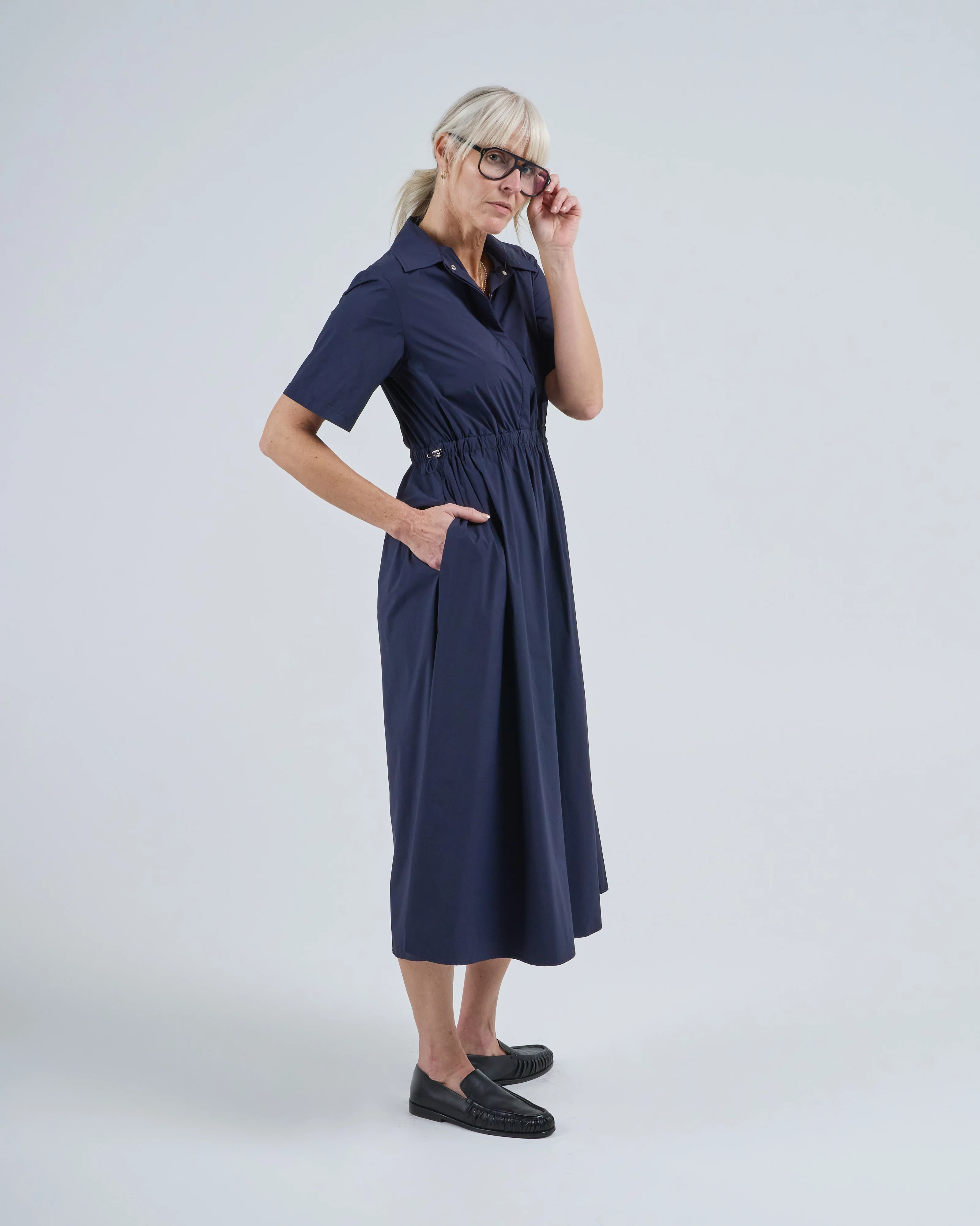light nylon stretch short sleeve long dress - Image 4