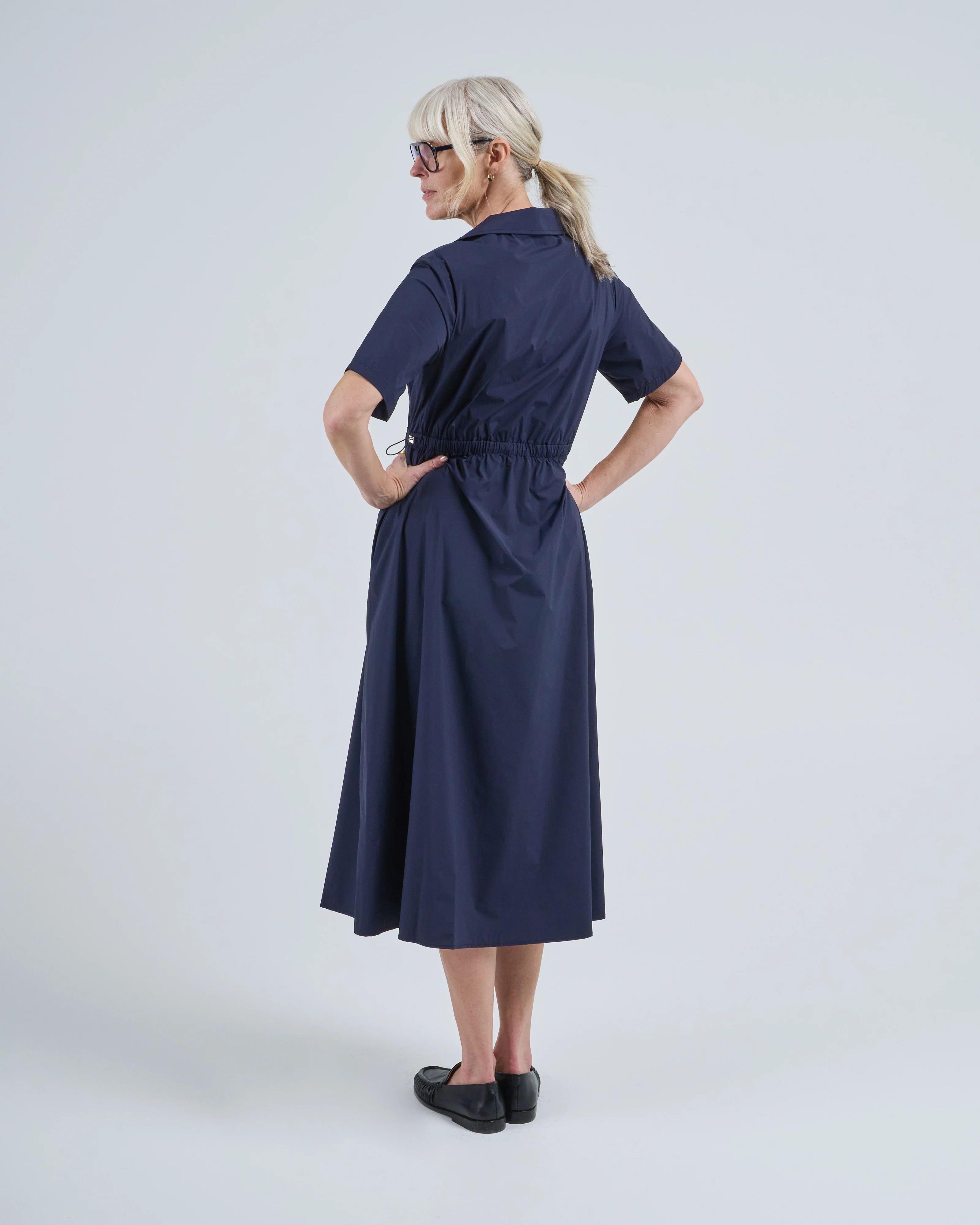 light nylon stretch short sleeve long dress - Image 5