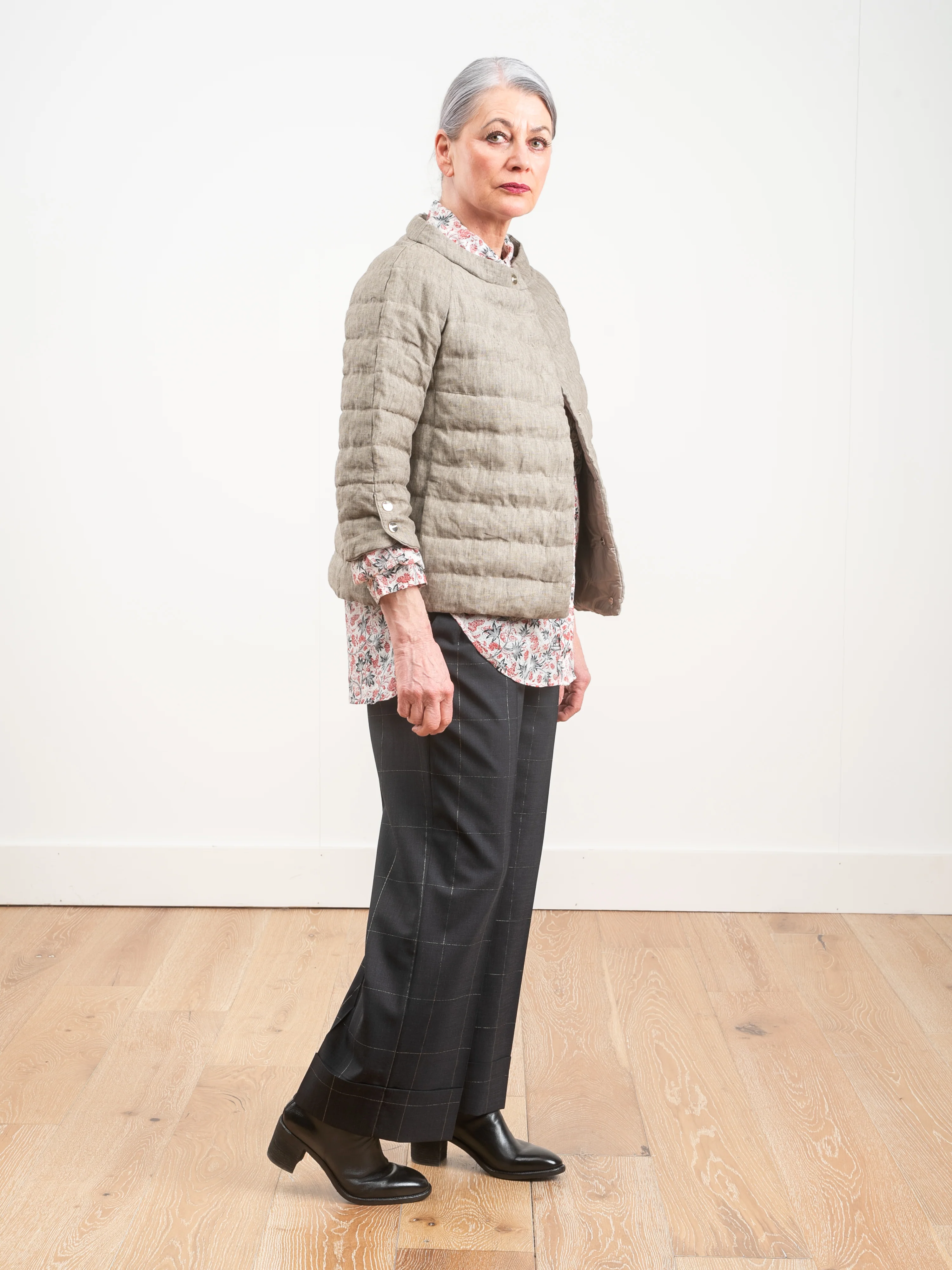 linen 3/4 sleeve jacket