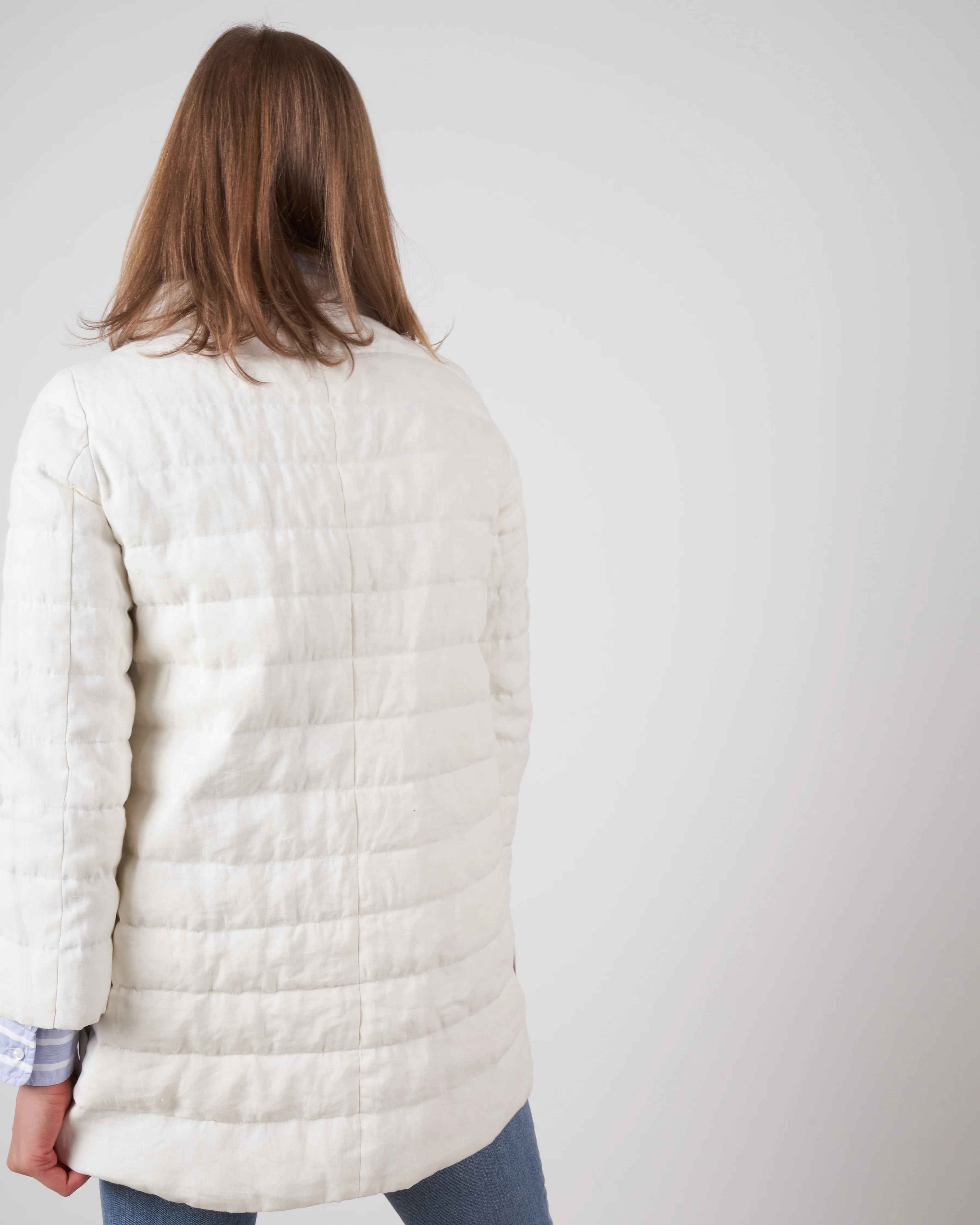 linen down jacket - white - Image 3