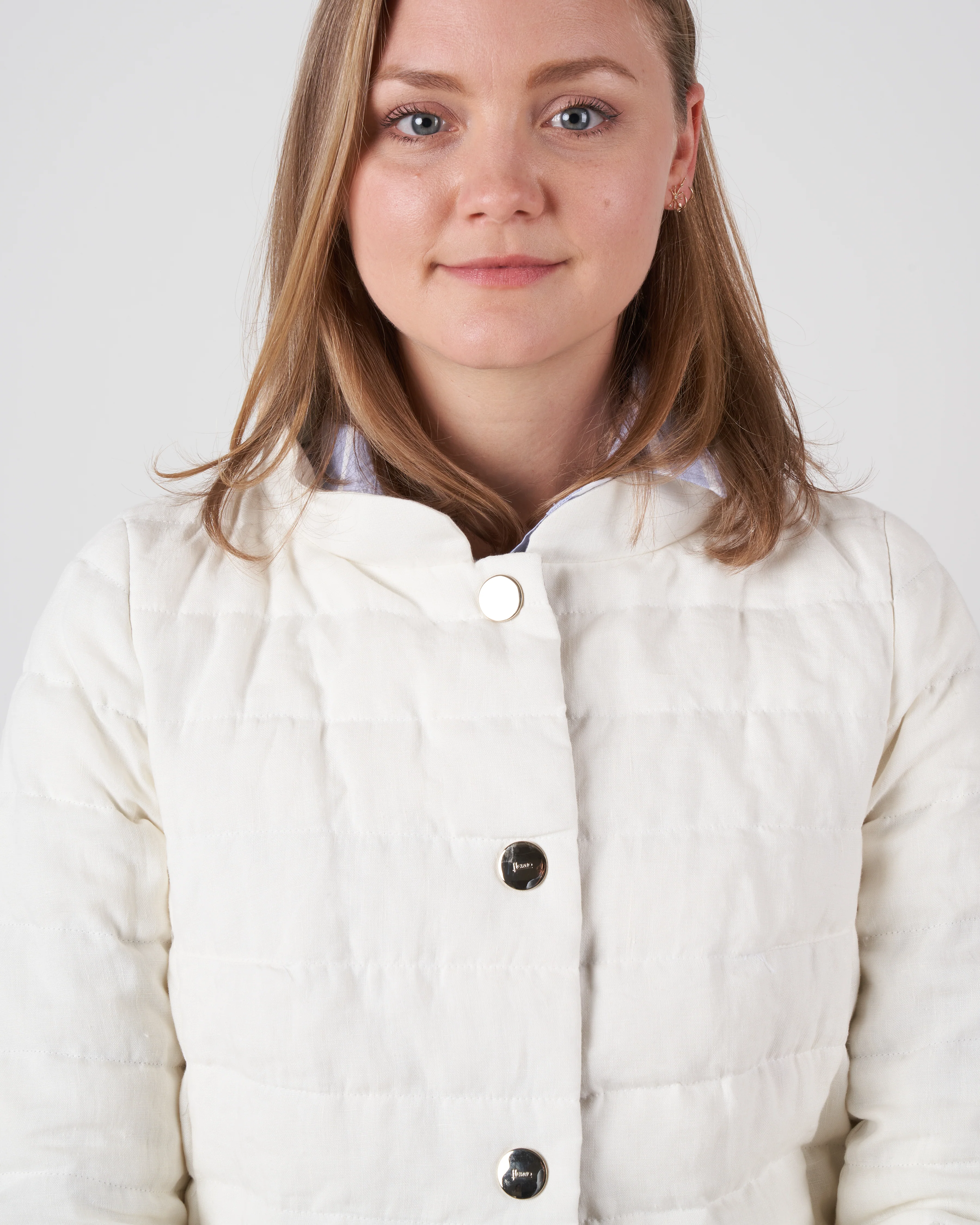 linen down jacket - white - Image 4