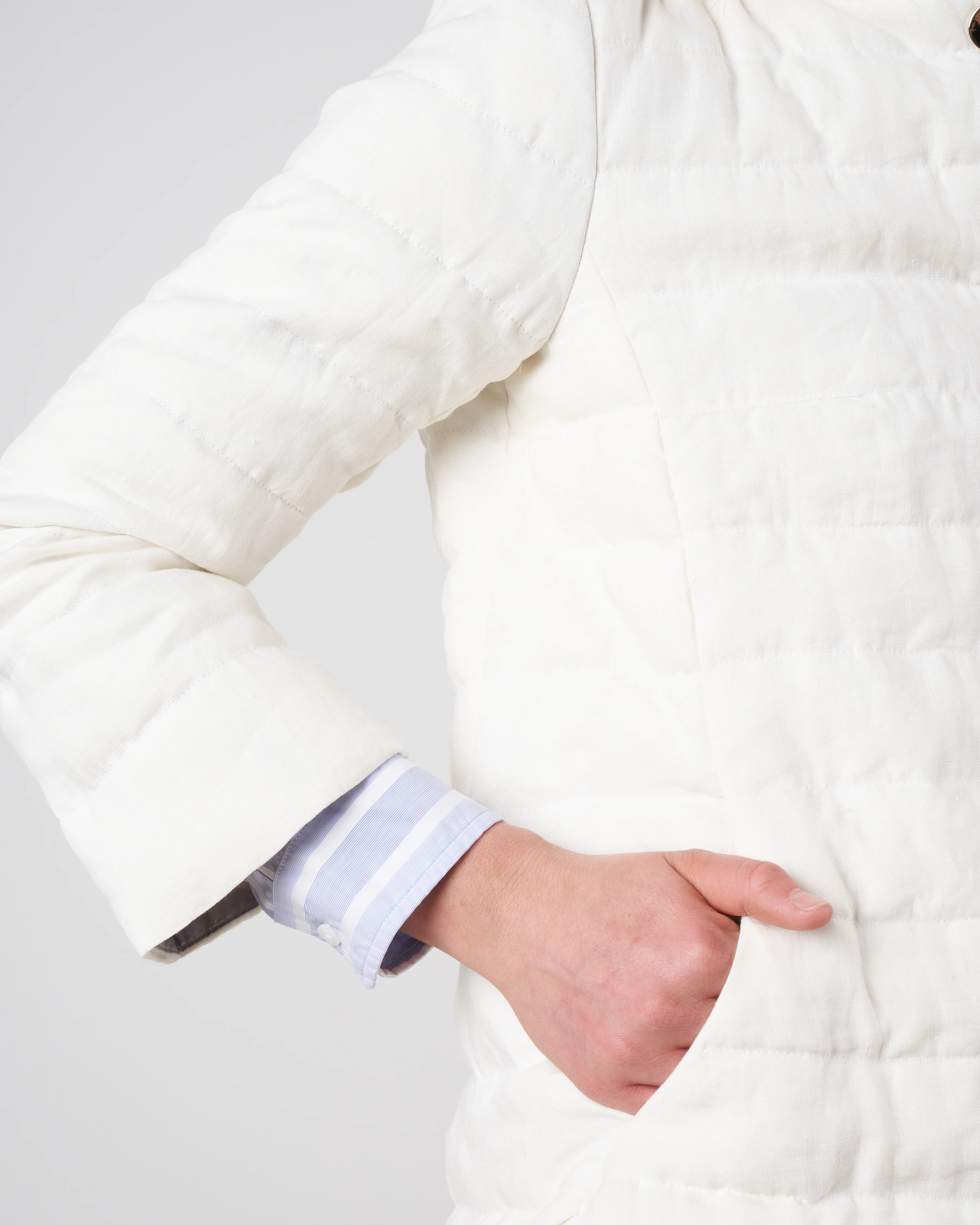 linen down jacket - white - Image 5