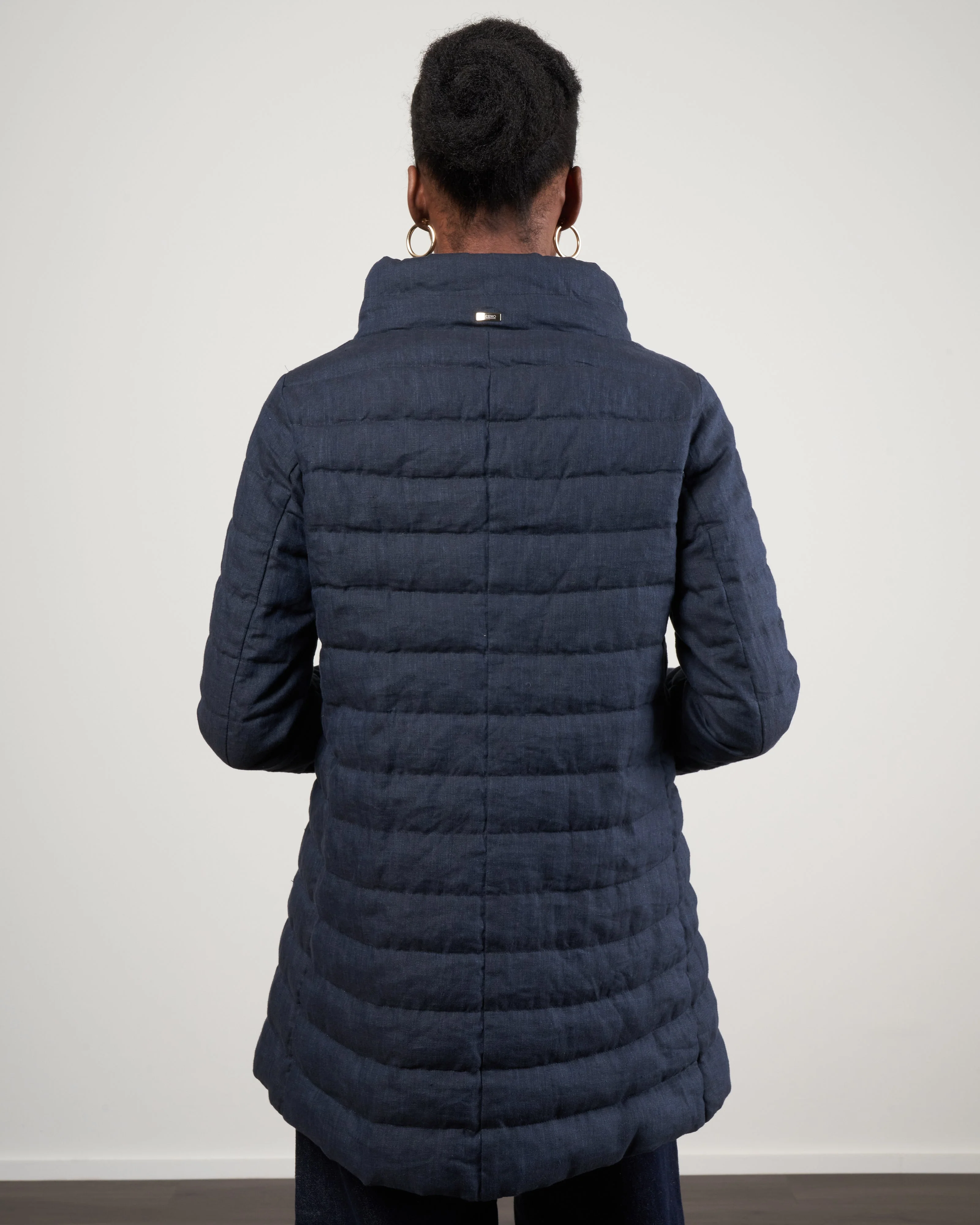 linen down a- line, hi-lo jacket - 9210 blue - Image 4