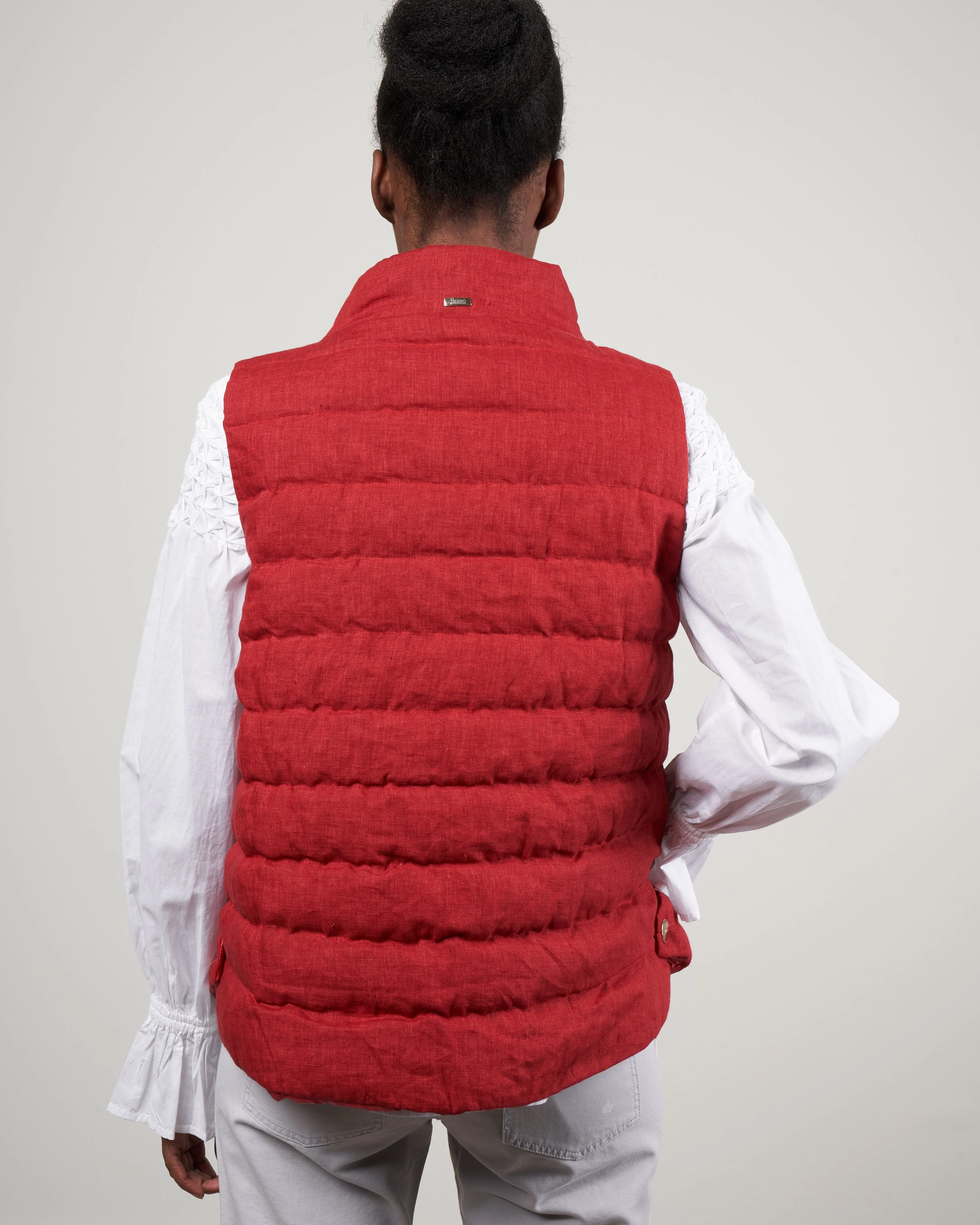 linen down a-line vest - bordeaux - Image 4