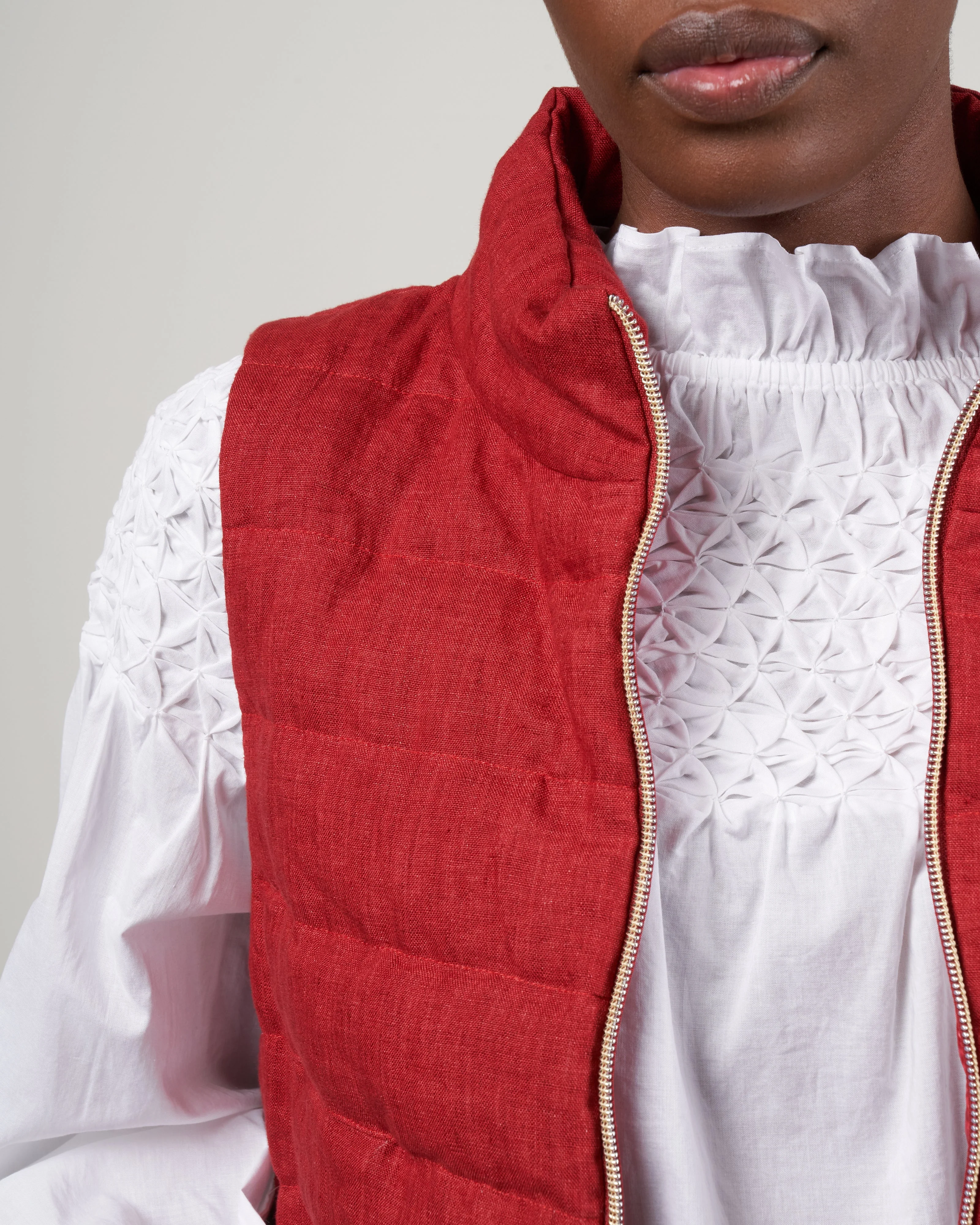 linen down a-line vest - bordeaux - Image 5