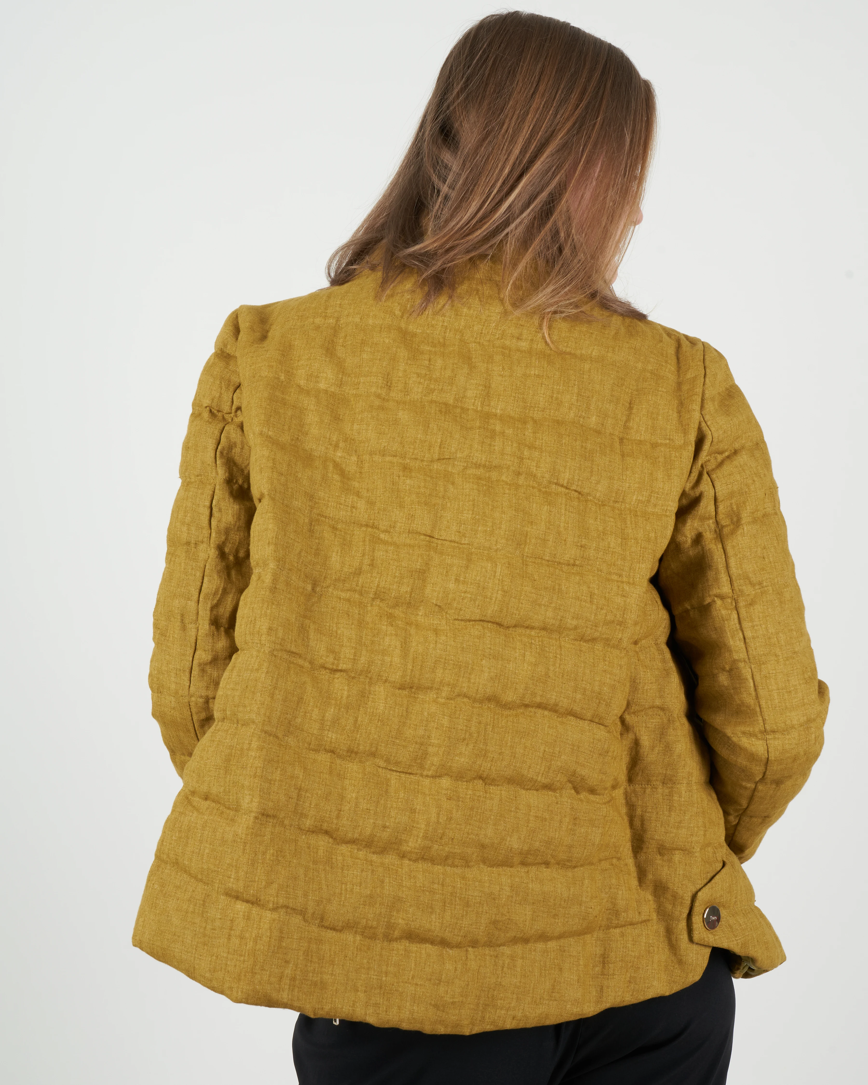 linen down jacket - chartreuse - Image 3