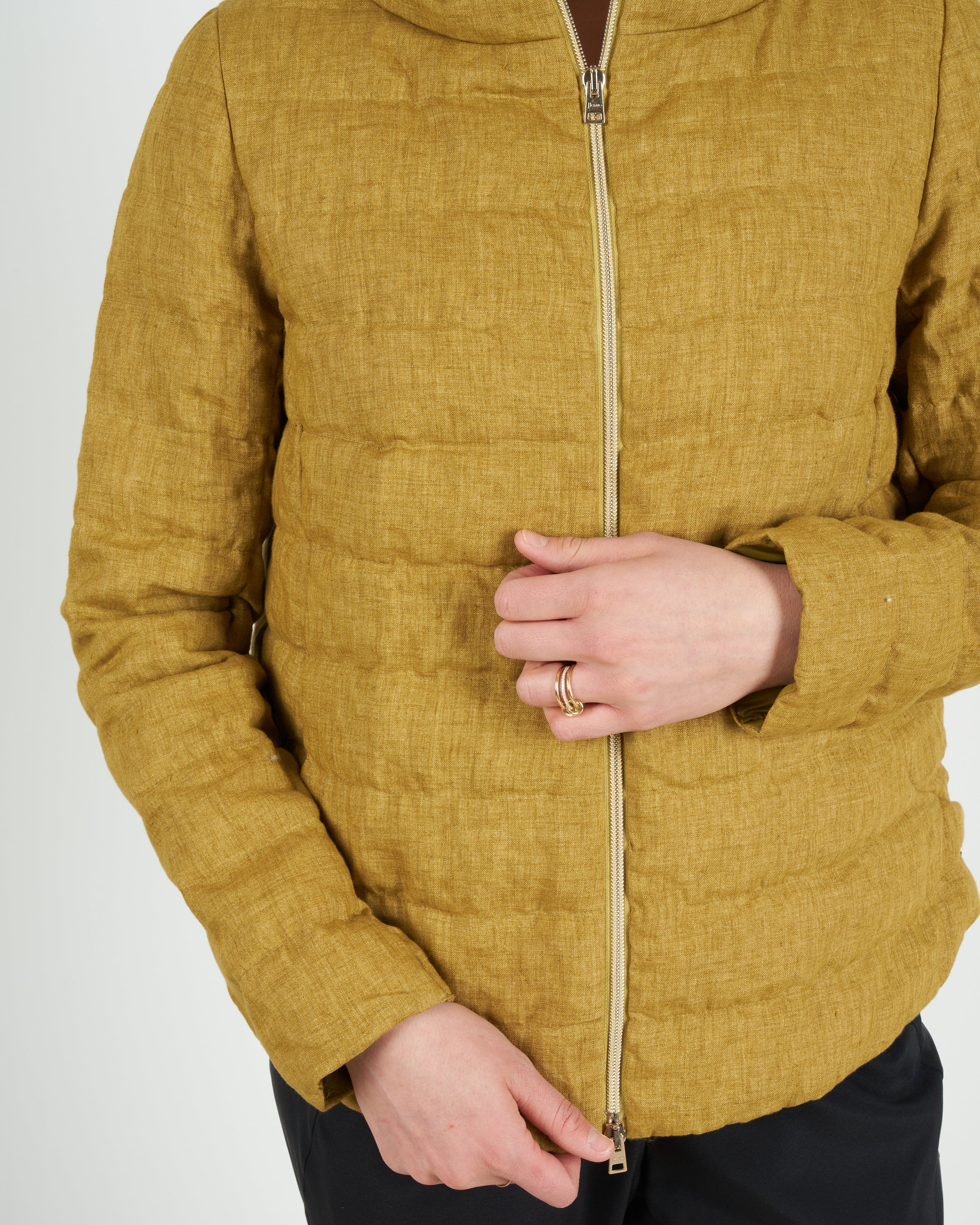 linen down jacket - chartreuse - Image 5